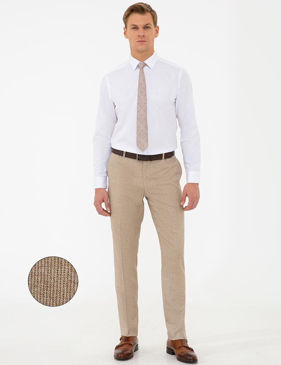 Bej Slim Fit Kumaş Pantolon