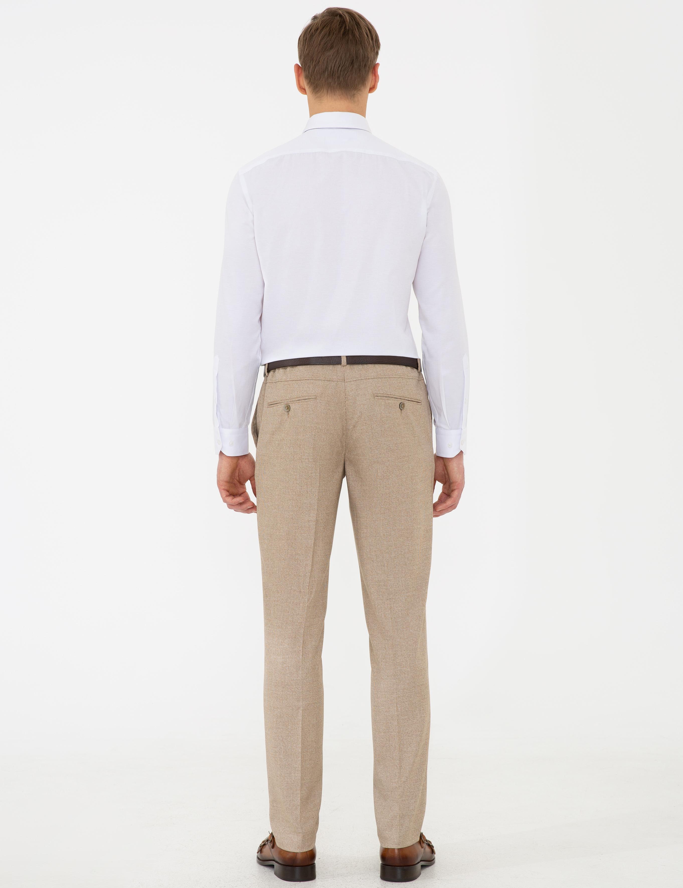 Bej Slim Fit Kumaş Pantolon