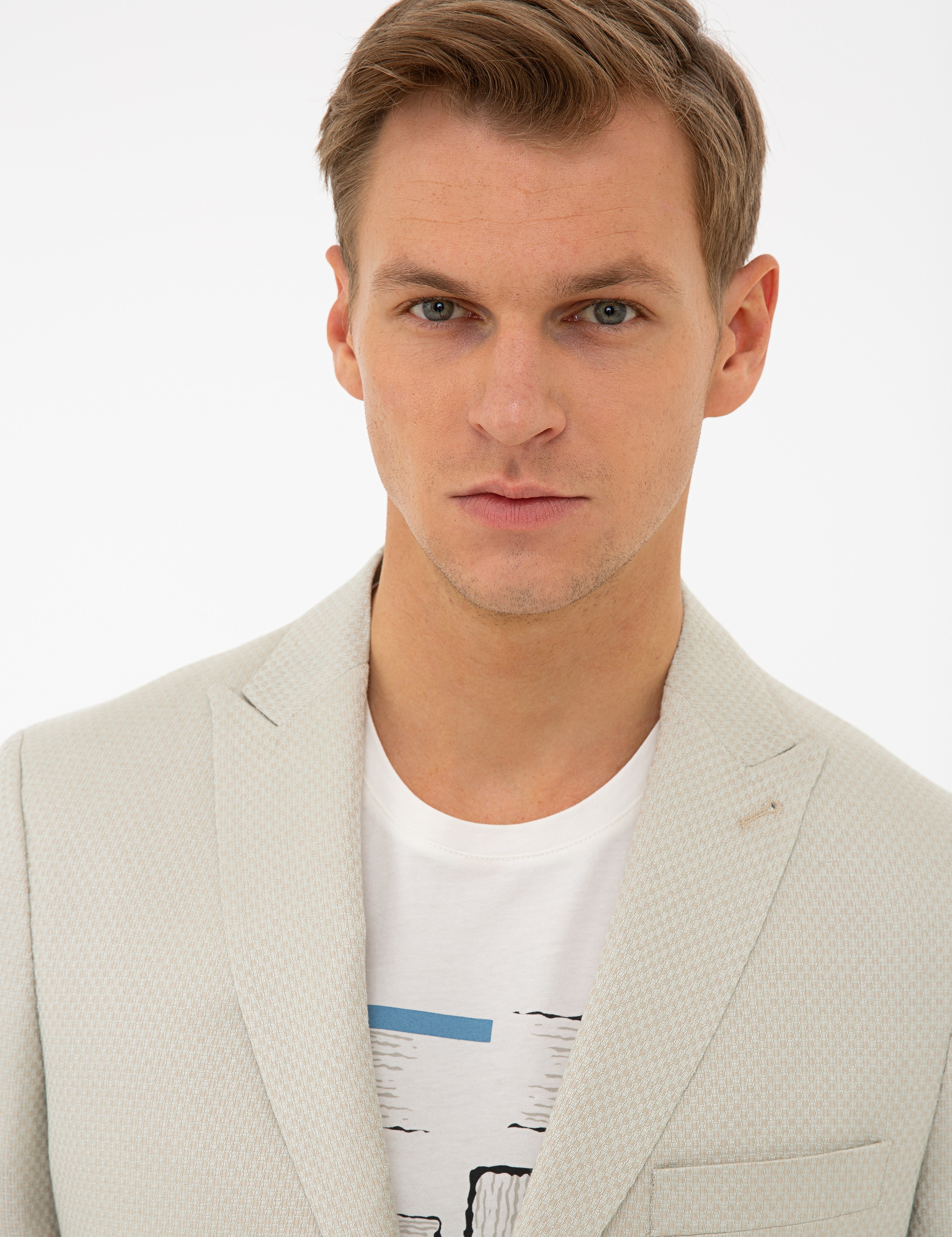 Bej Slim Fit Ceket - Image 2