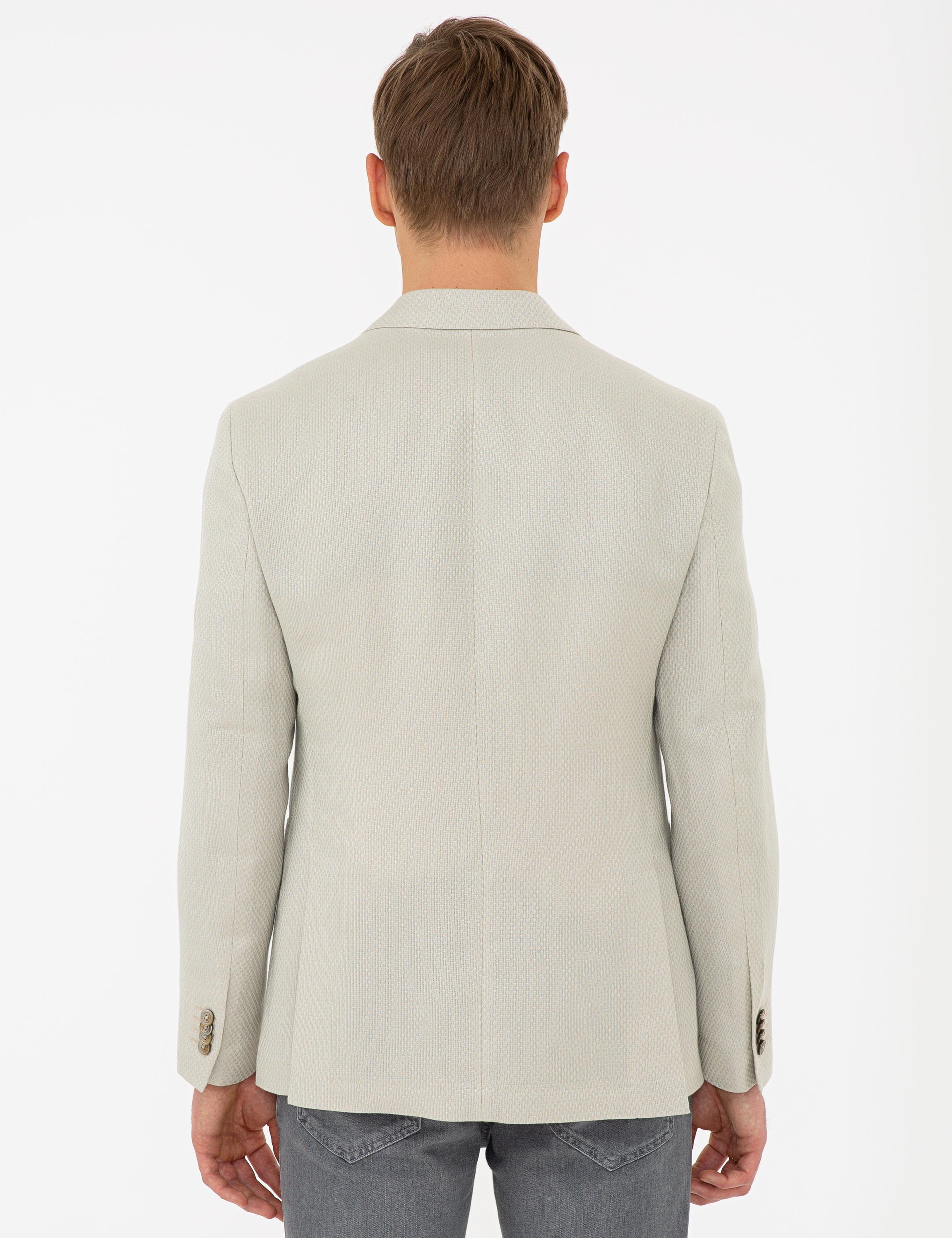 Bej Slim Fit Ceket
