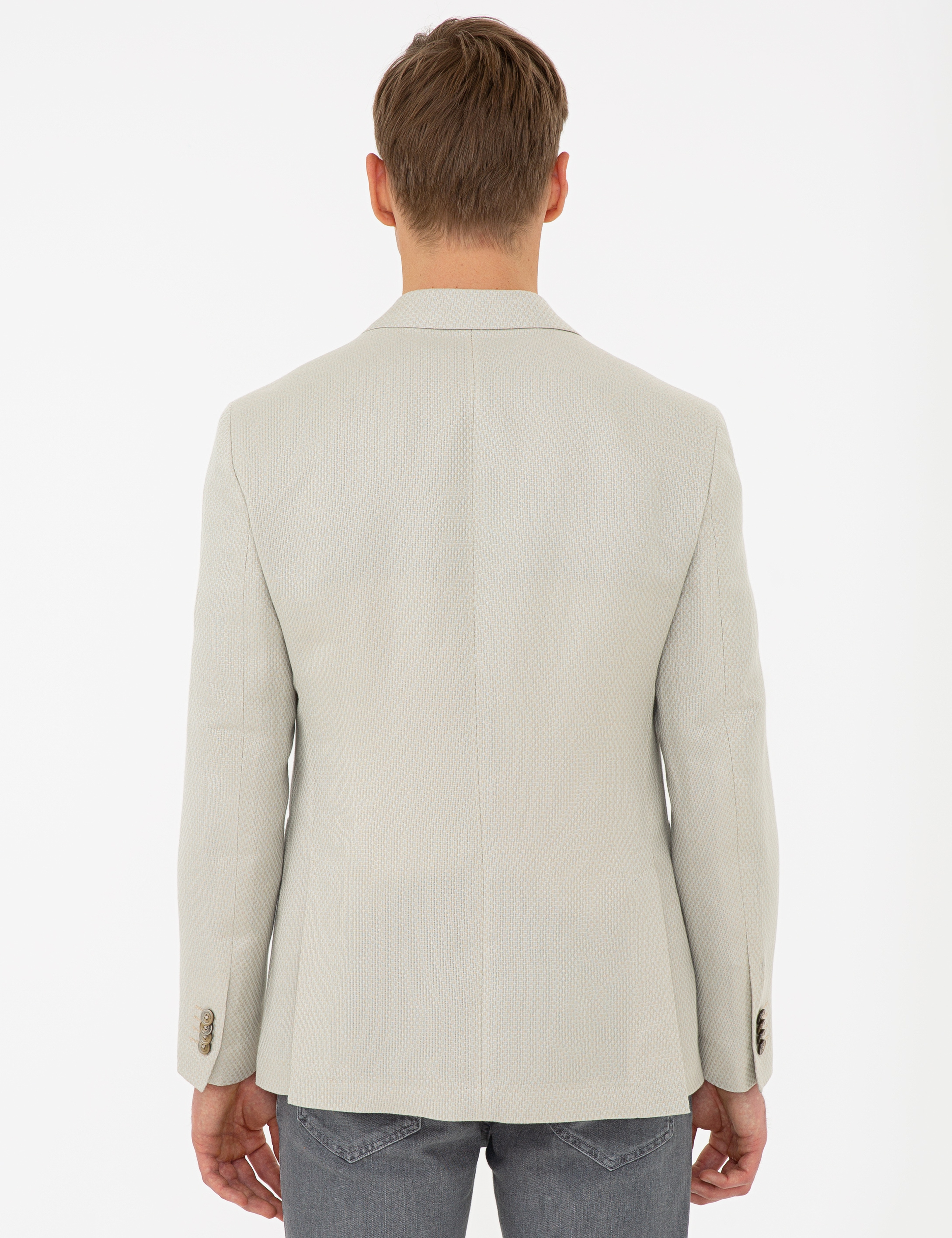 Bej Slim Fit Ceket