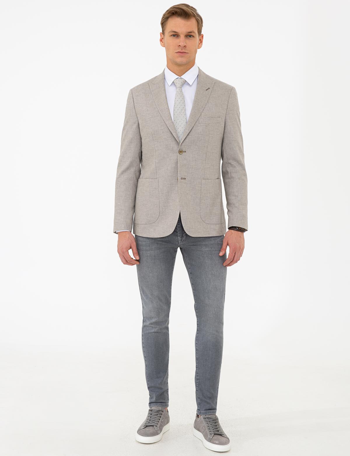 Bej Slim Fit Ceket - 50233784017