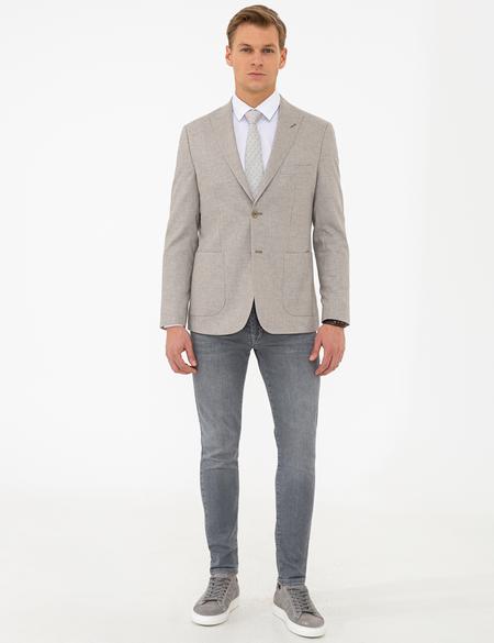 Bej Slim Fit Ceket - 50233784017