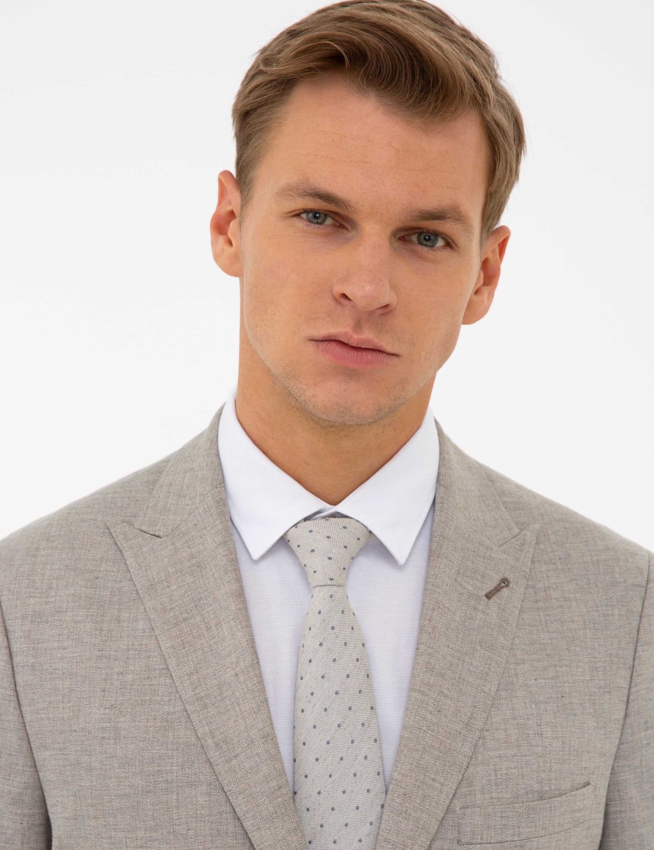 Bej Slim Fit Ceket