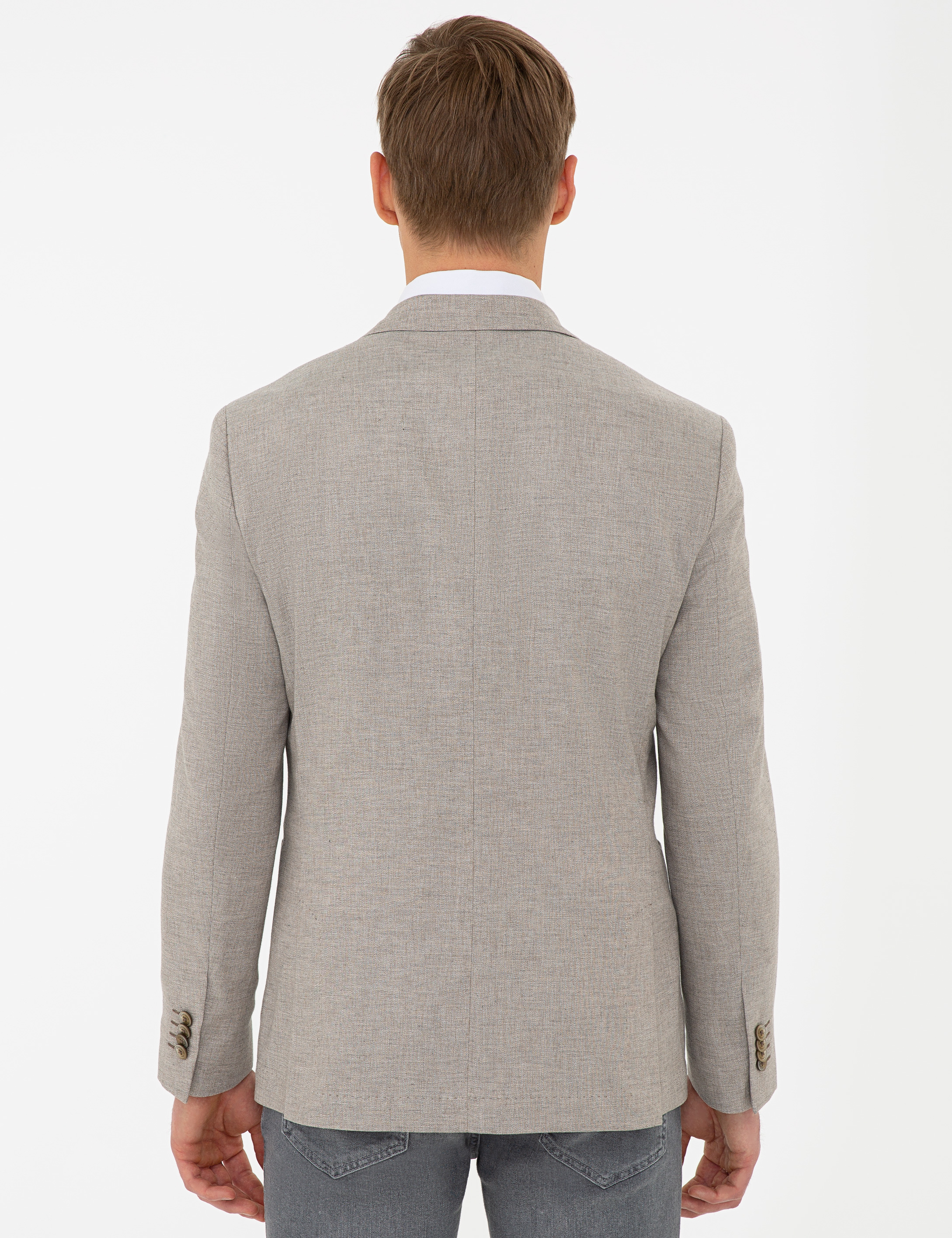 Bej Slim Fit Ceket - Image 4