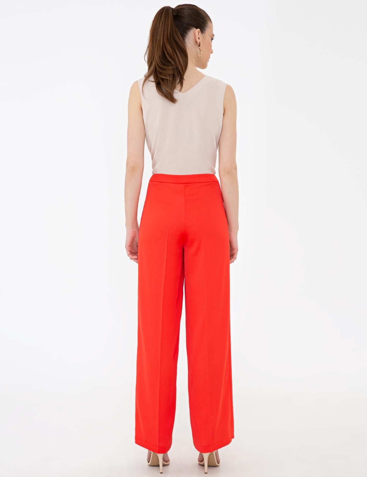 Nar Çiçeği Flare Fit Kumaş Pantolon - 50241655034