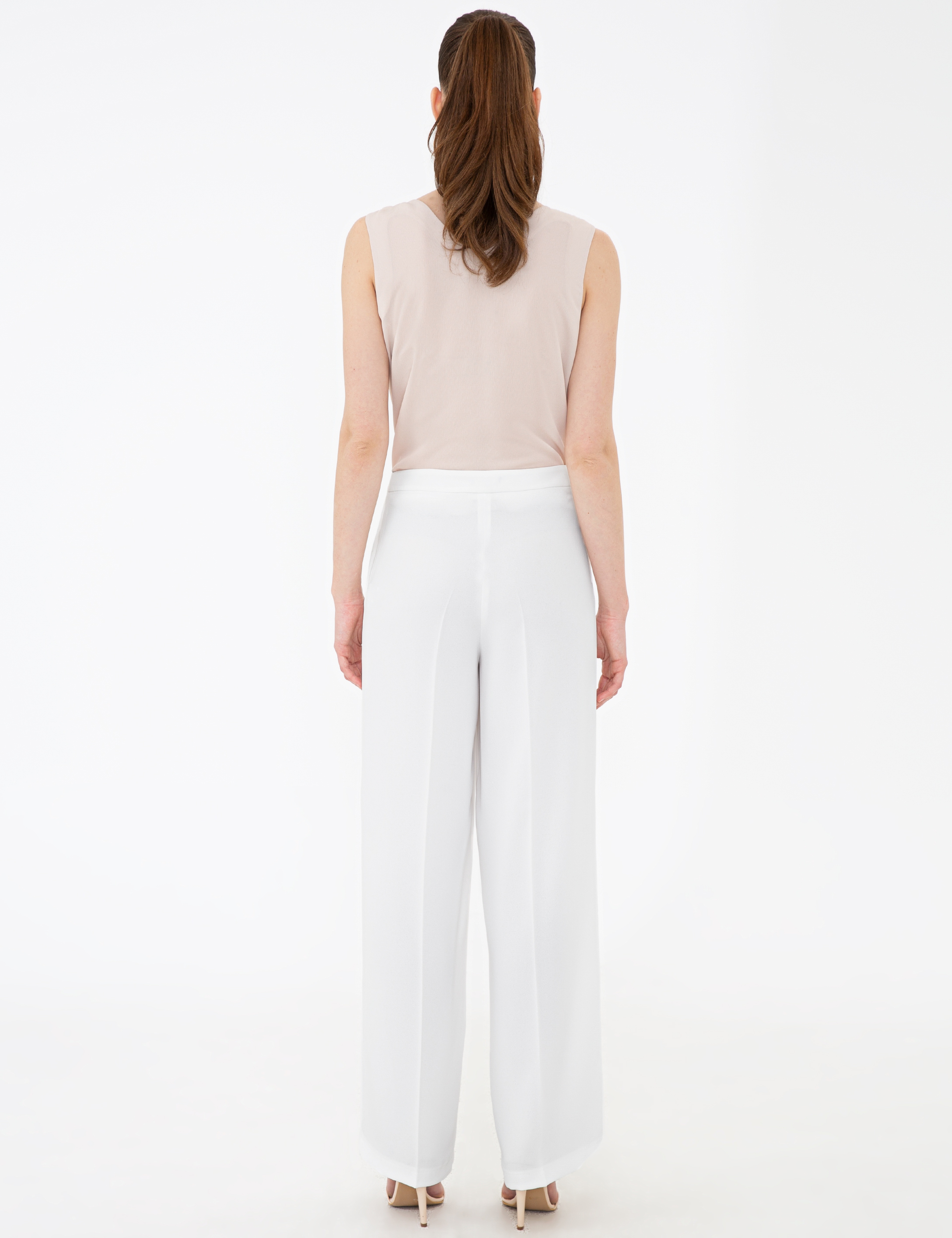 Beyaz Flare Fit Kumaş Pantolon