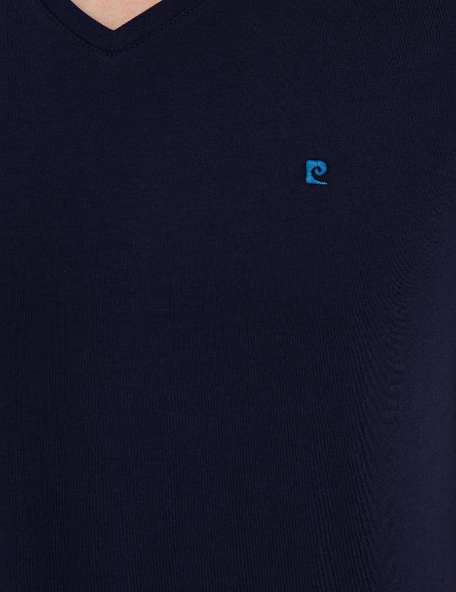 Lacivert Slim Fit Basic V Yaka T-Shirt