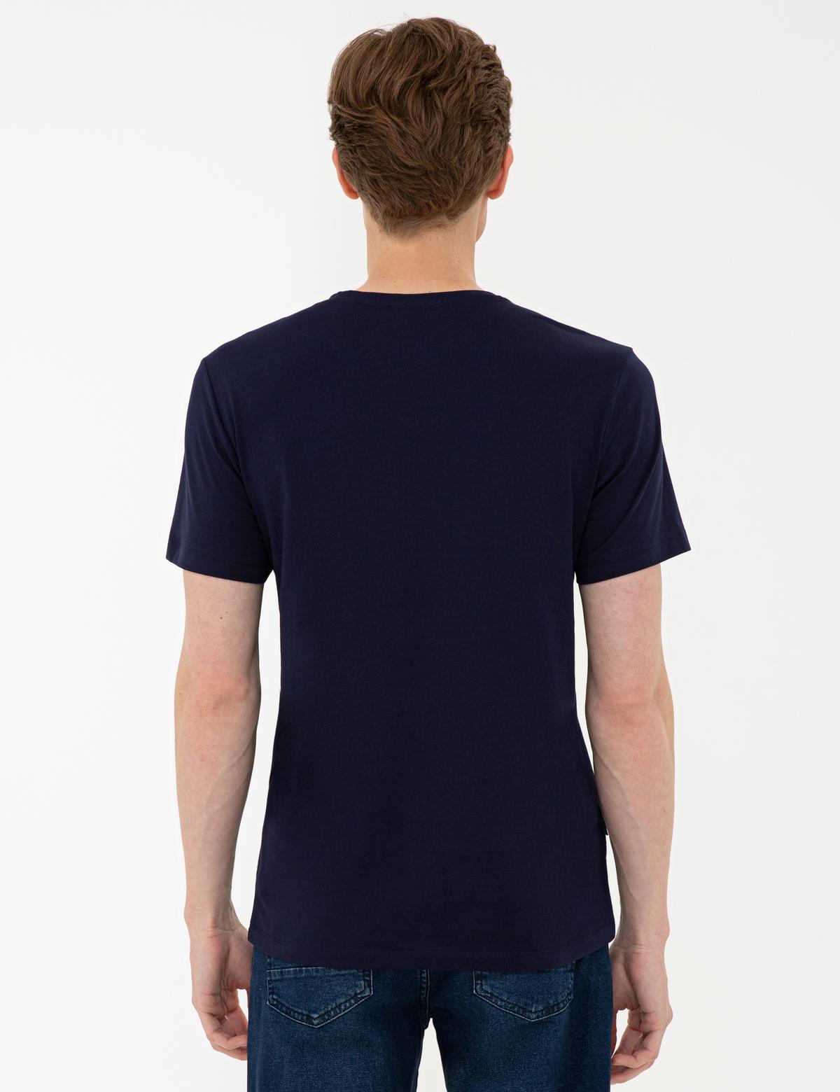 Lacivert Slim Fit Basic V Yaka T-Shirt - 50239846011
