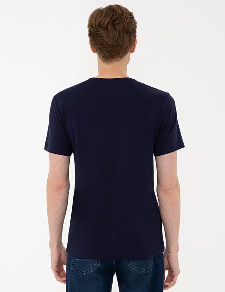 Lacivert Slim Fit Basic V Yaka T-Shirt - 50239846011
