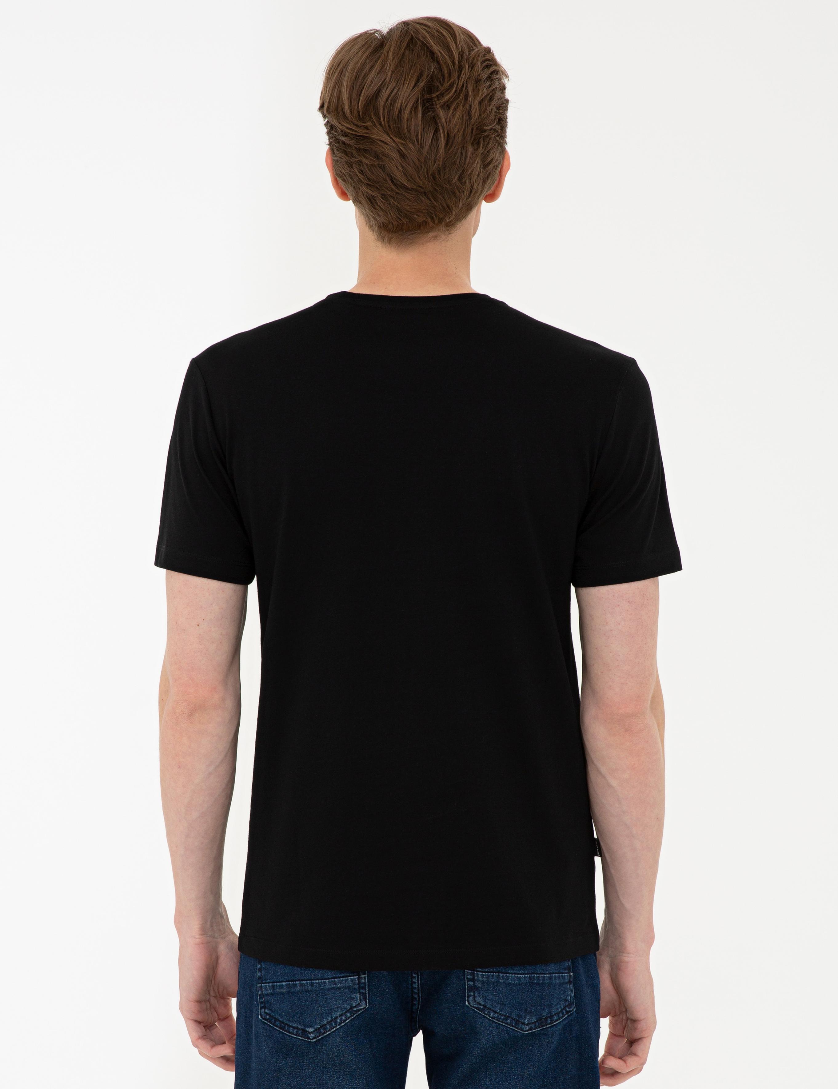 Siyah Slim Fit Basic V Yaka T-Shirt