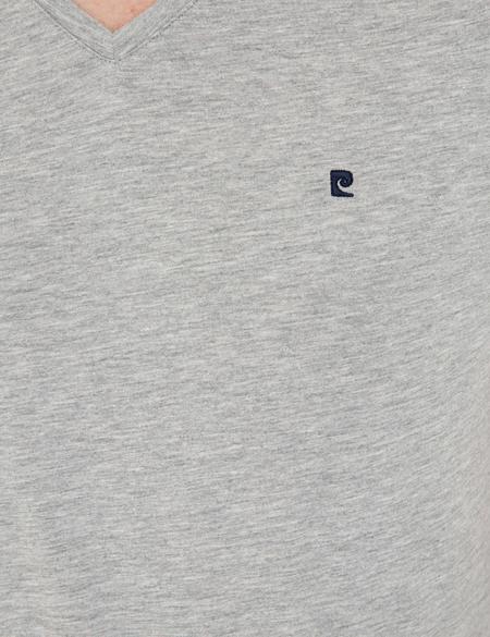 Gri Melanj Slim Fit Basic V Yaka Tişört - 50239846041