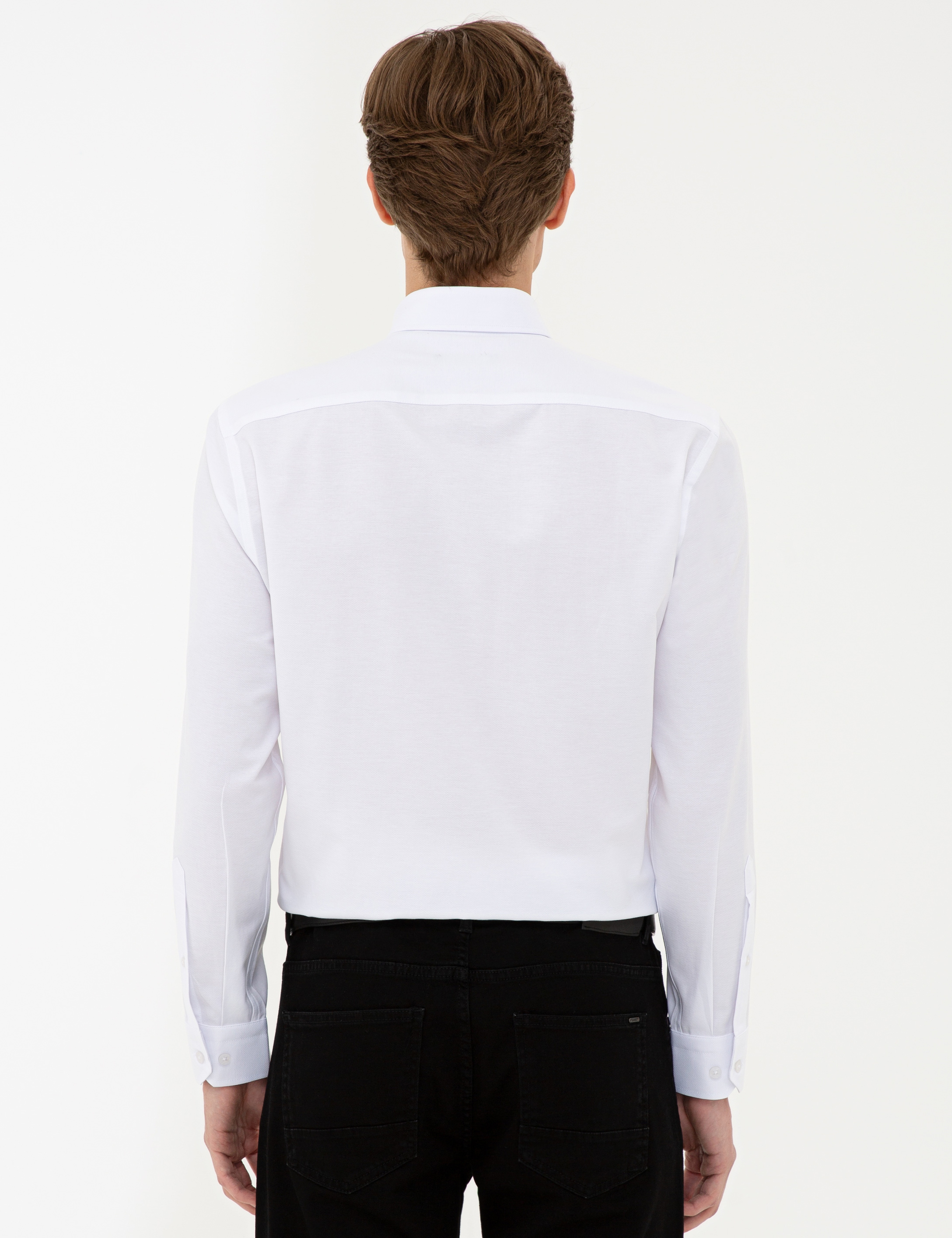 Beyaz Slim Fit Uzun Kollu Gömlek - Image 3