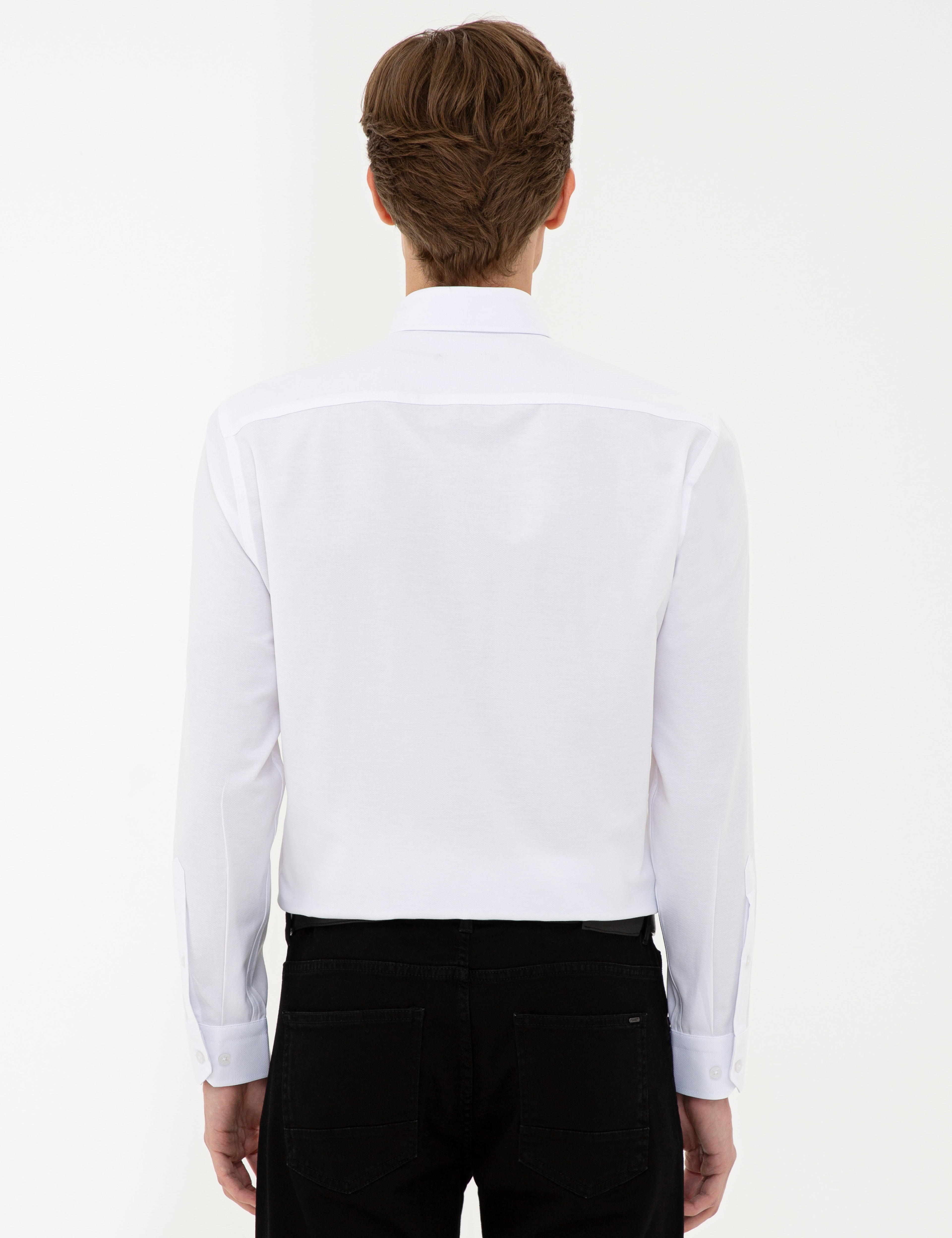 Beyaz Slim Fit Uzun Kollu Gömlek