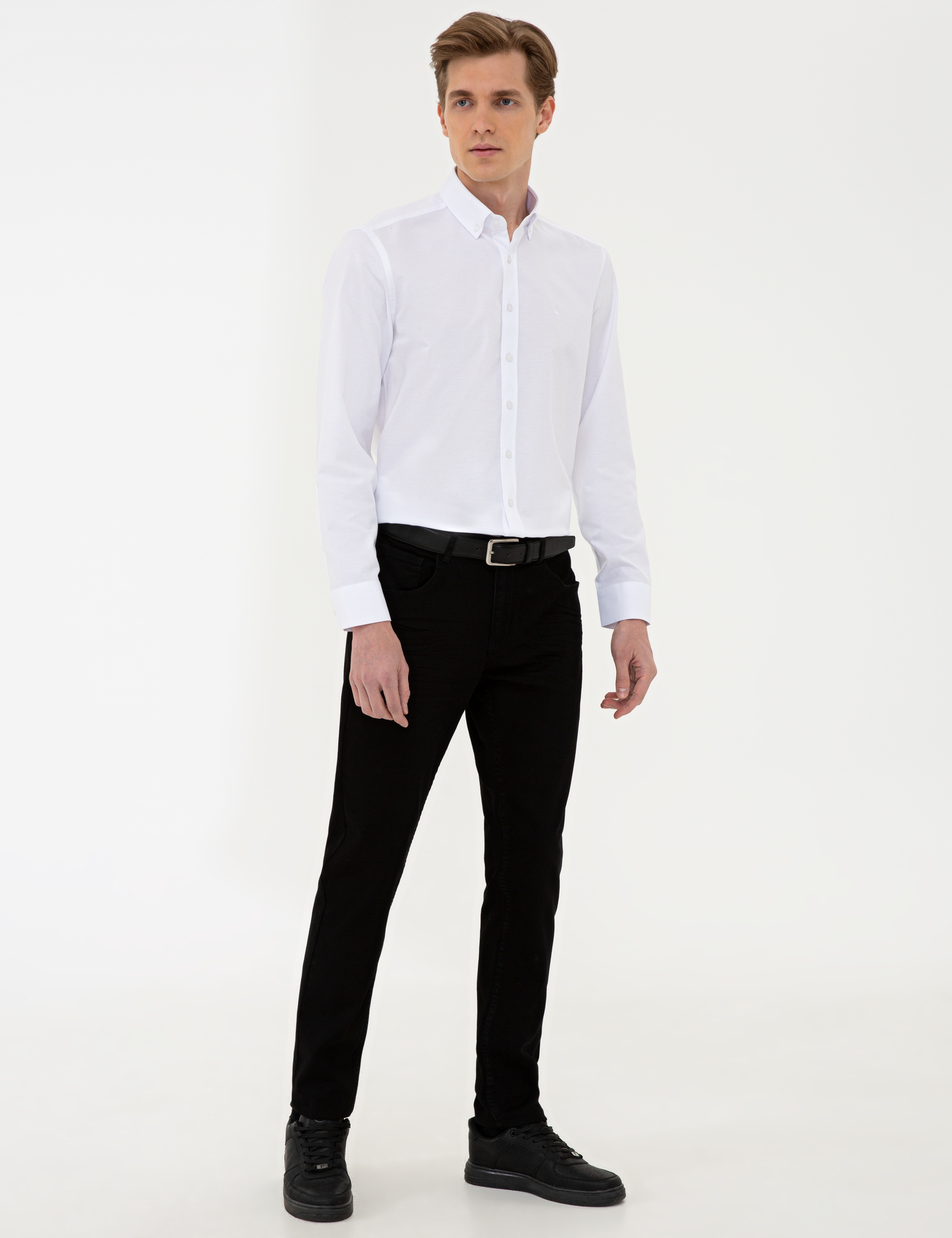 Beyaz Slim Fit Uzun Kollu Gömlek
