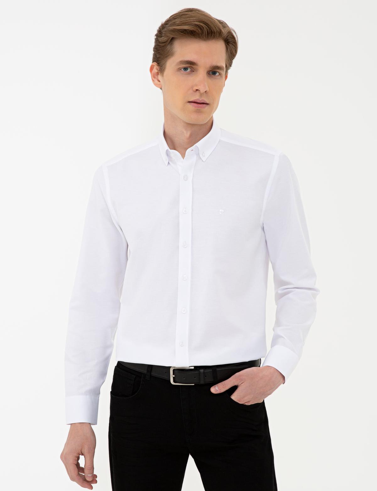 Beyaz Slim Fit Uzun Kollu Gömlek