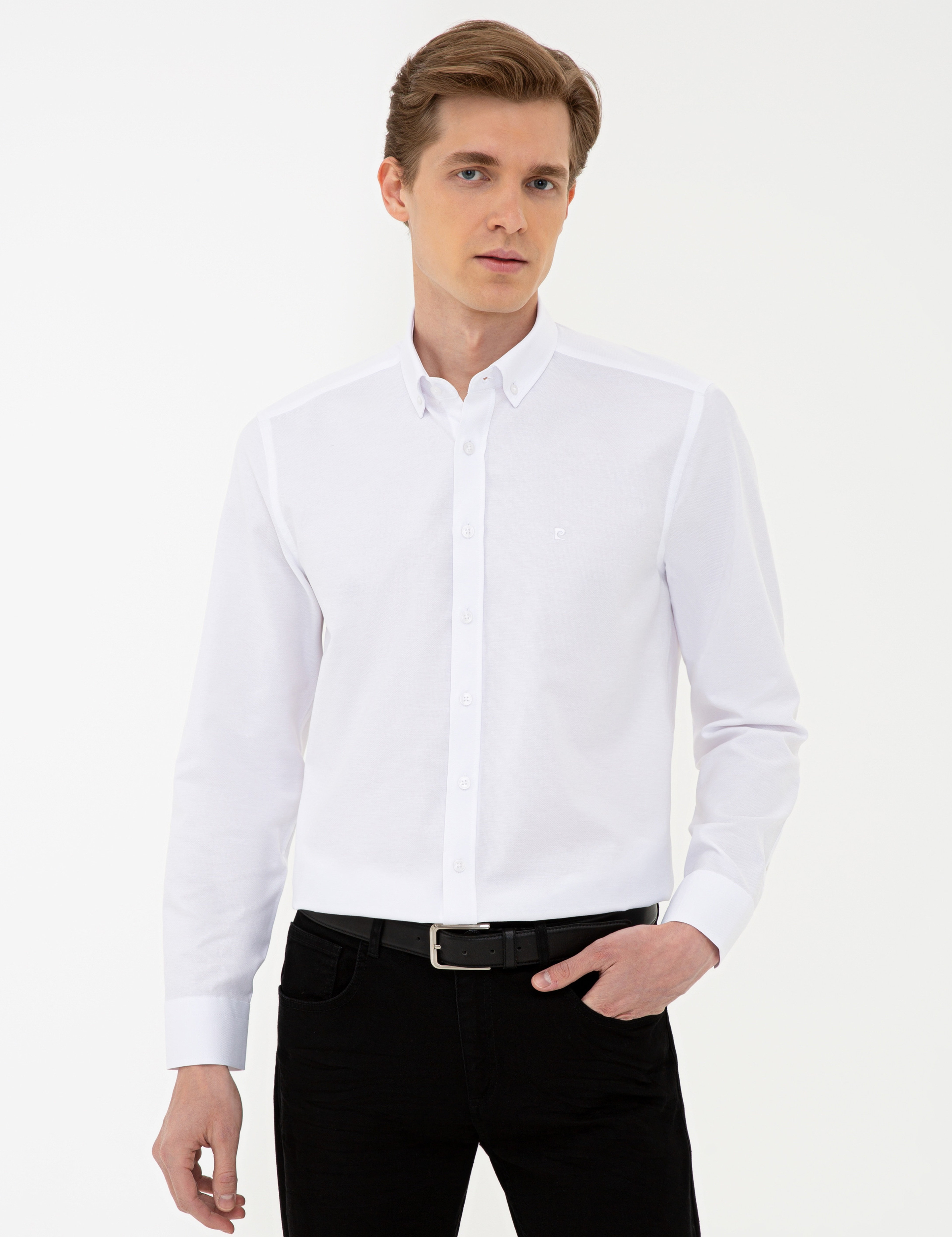 Beyaz Slim Fit Uzun Kollu Gömlek - Image 1