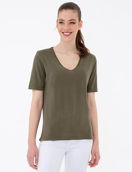 Haki Triko Tişört - 50241965007