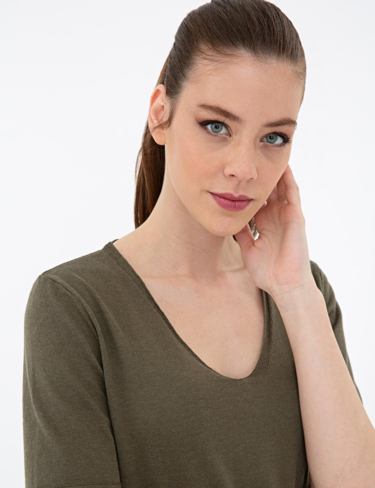 Haki Triko Tişört - 50241965007