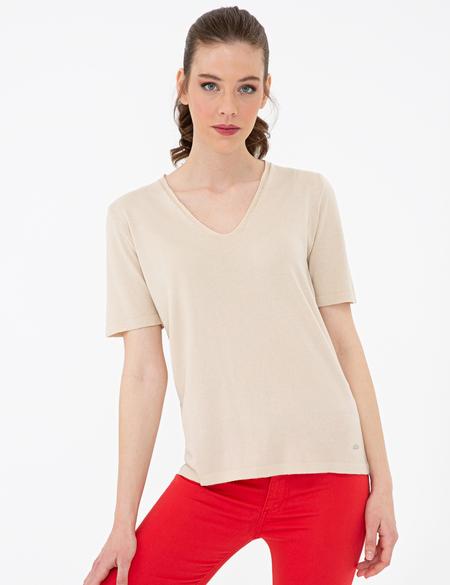 Bej Triko Tişört - 50241965013