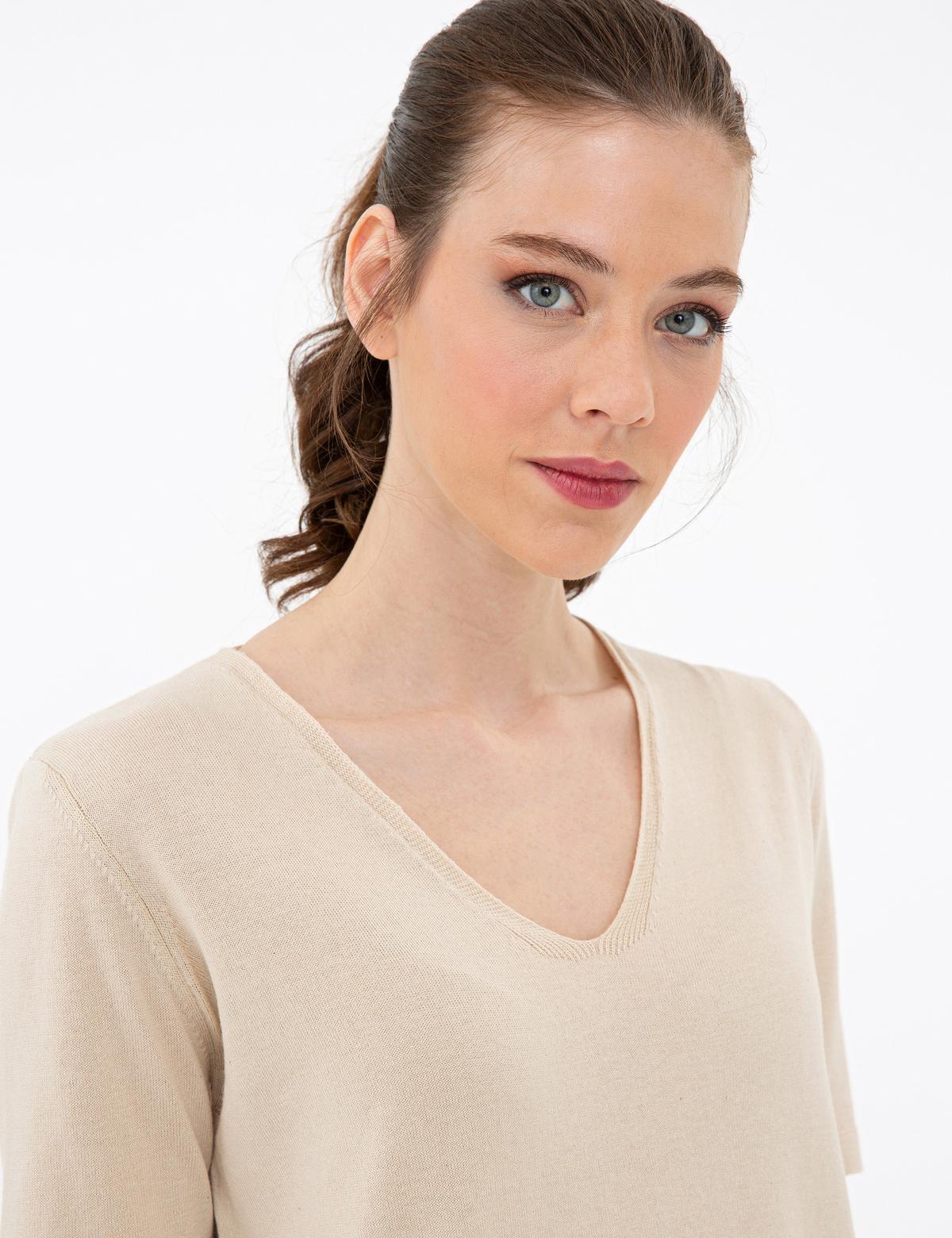 Bej Triko Tişört - 50241965013