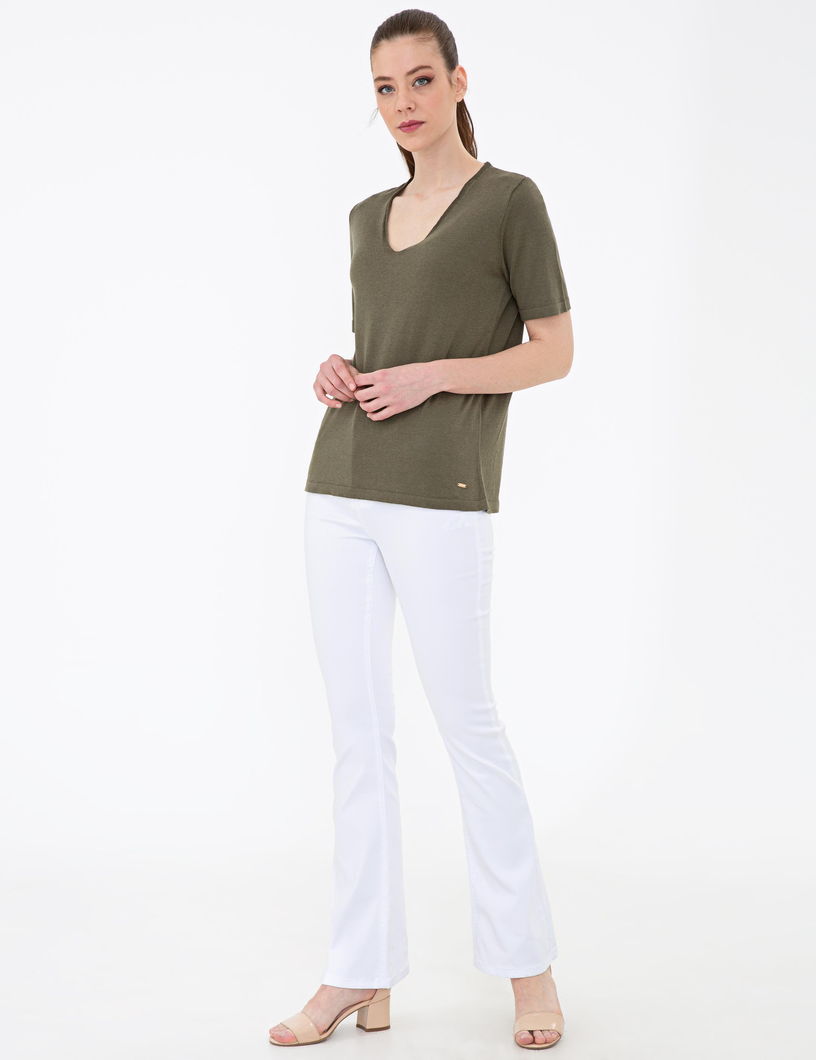 Beyaz Flare Fit Jean Pantolon