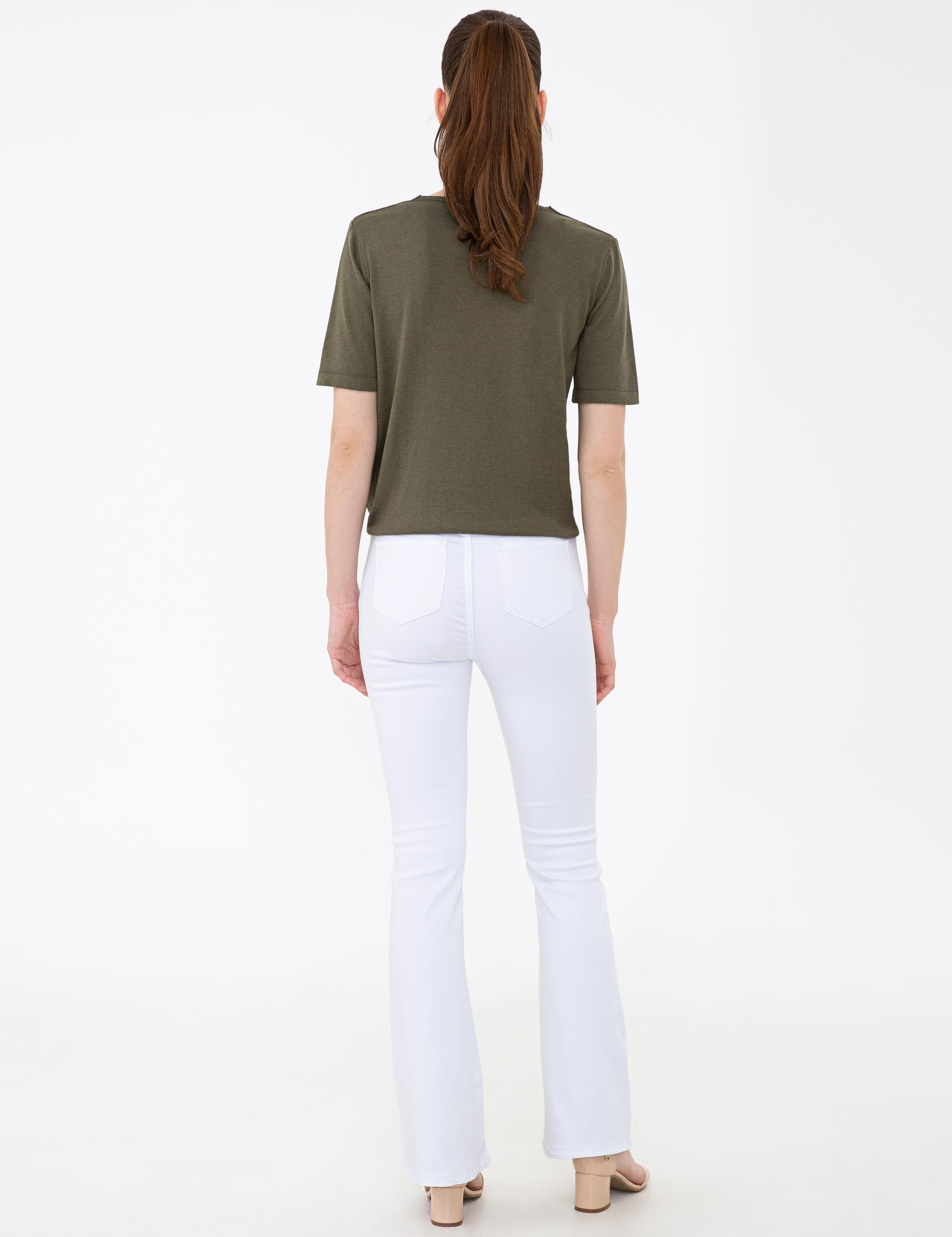 Beyaz Flare Fit Jean Pantolon