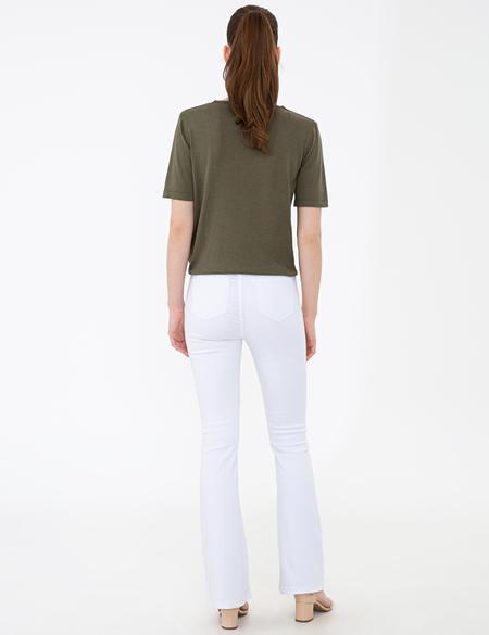 Beyaz Flare Fit Jean Pantolon - 50241969004