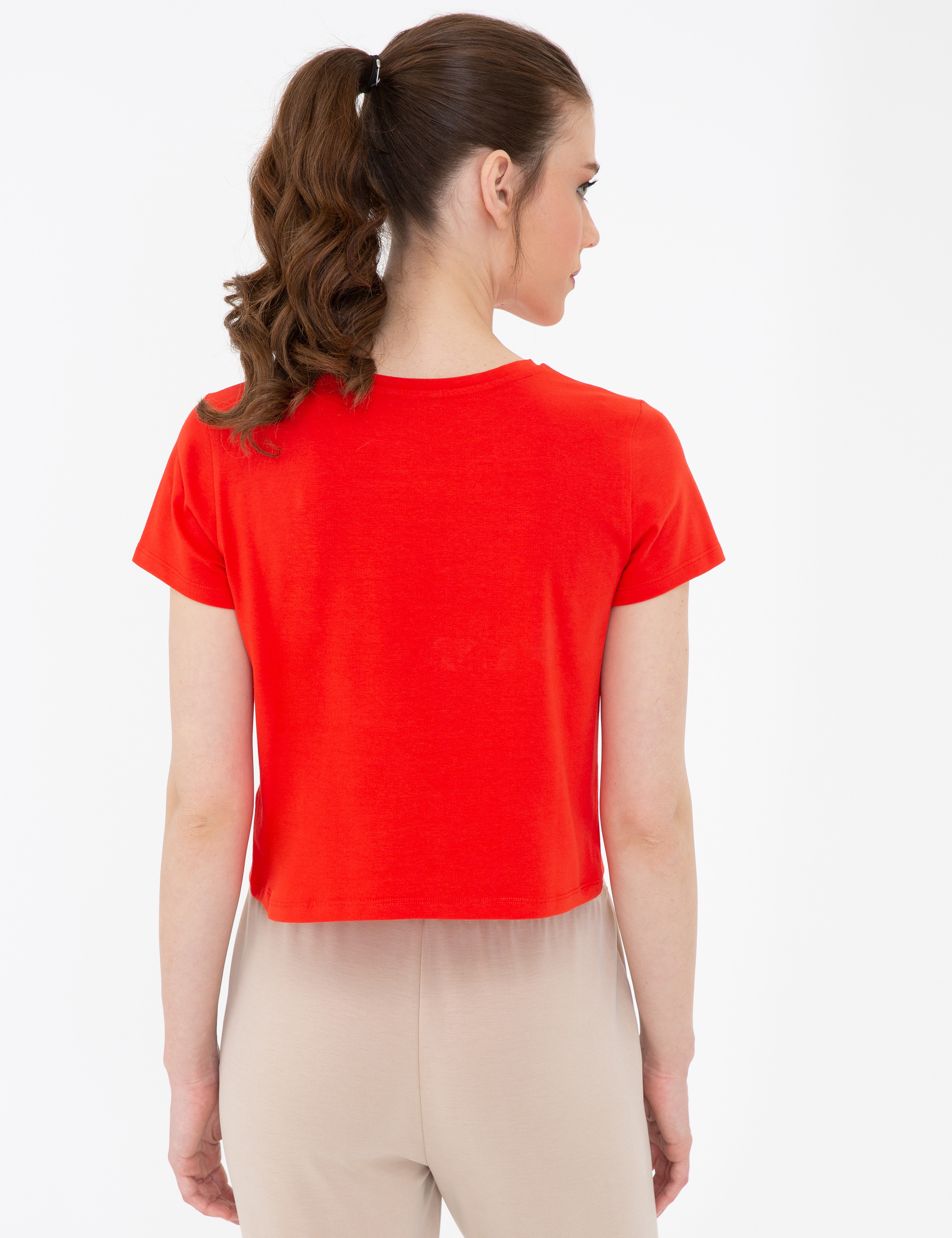Nar Çiçeği Crop Top Tişört - Image 4