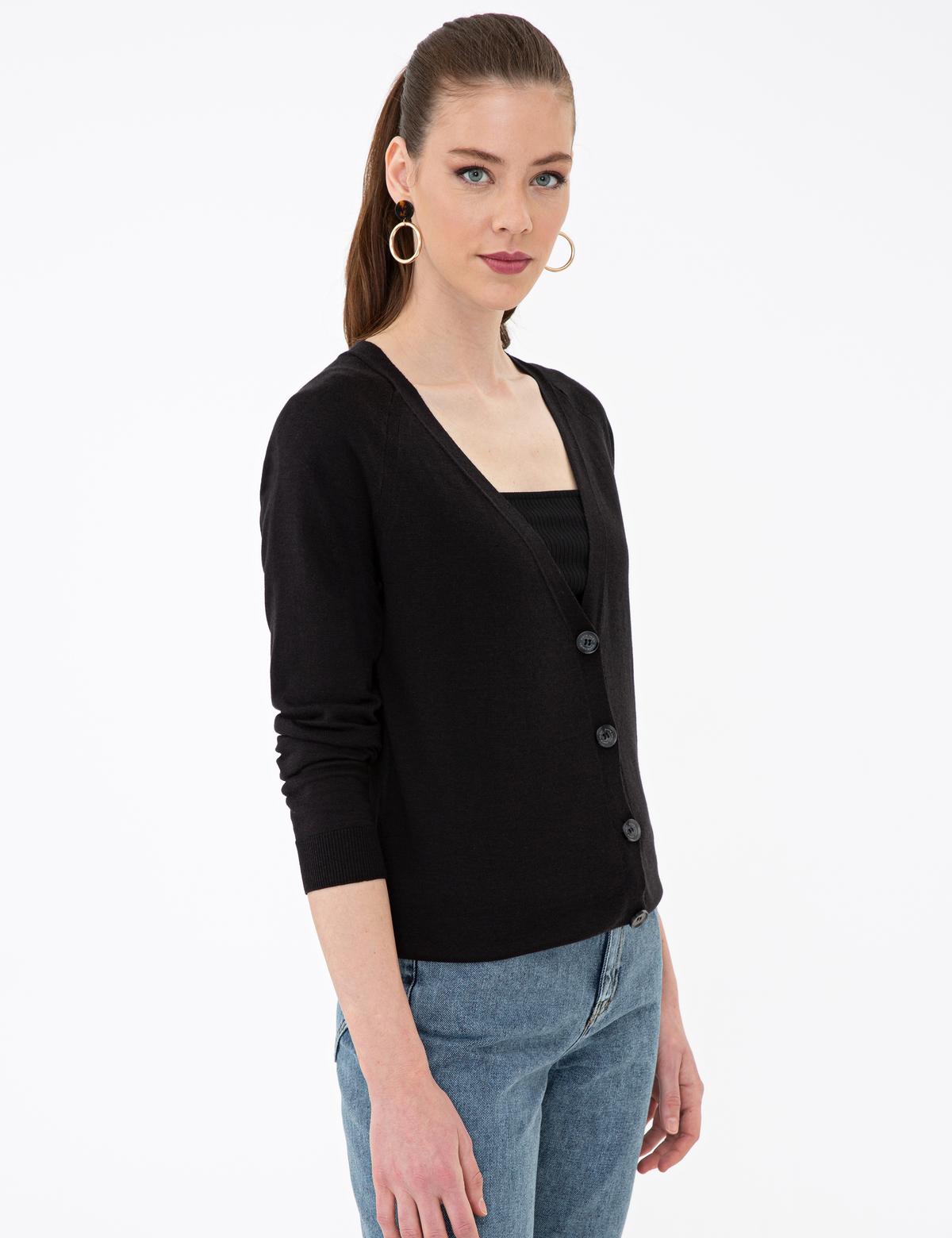 Siyah Triko Hırka - 50241967008