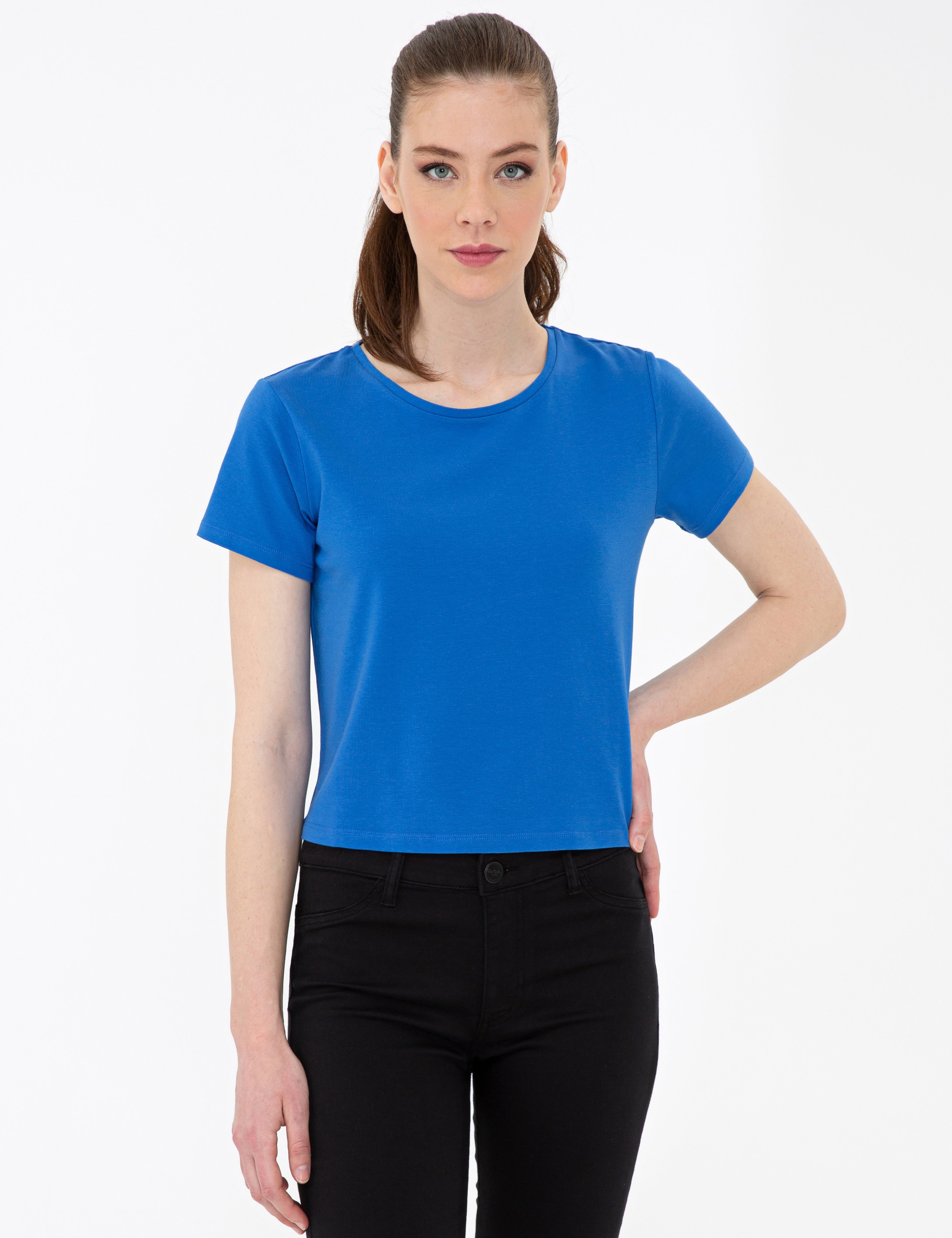 Saks Crop Top Tişört - Image 3
