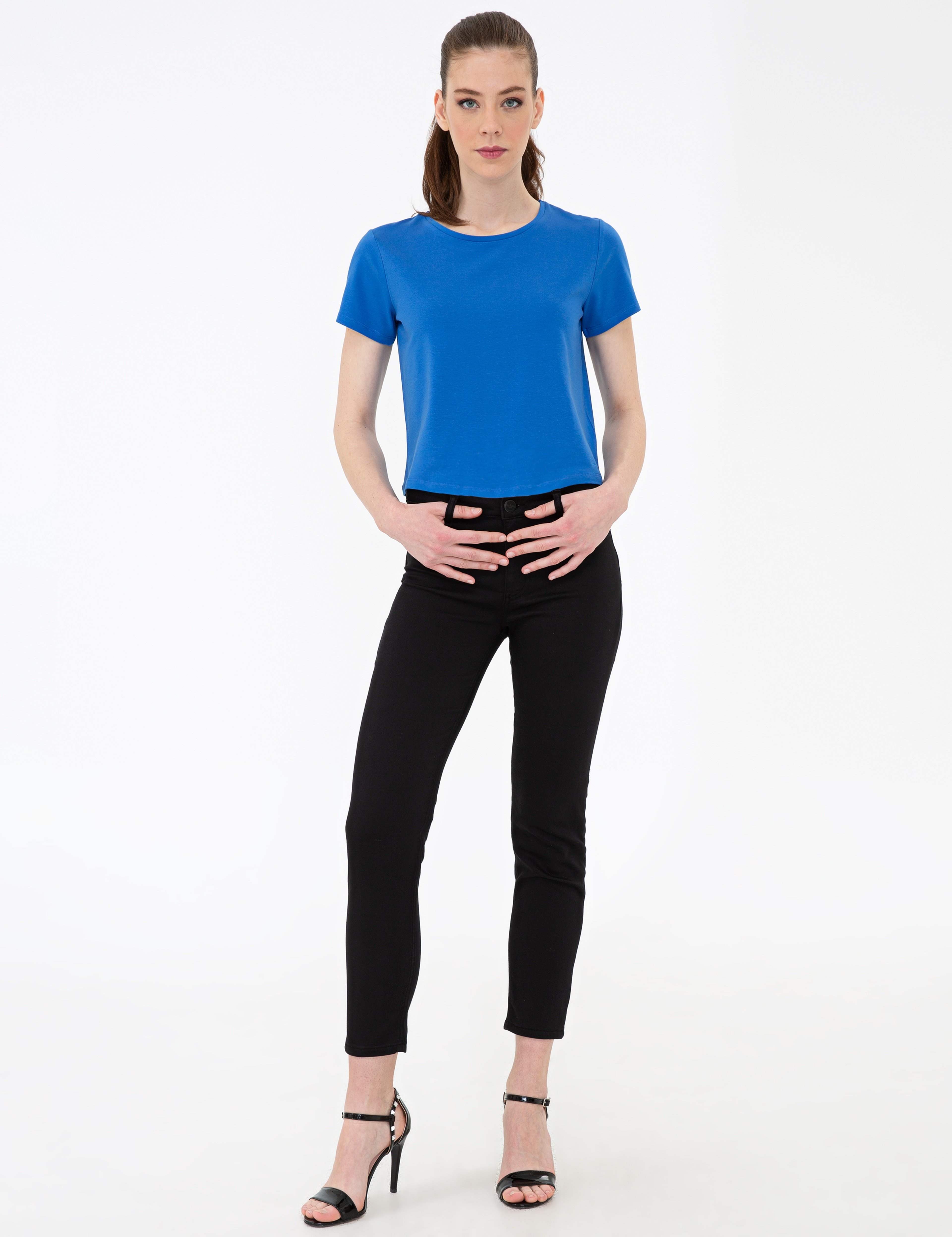 Saks Crop Top Tişört - Image 5