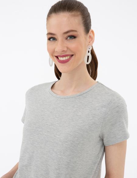 Gri Melanj Crop Top Tişört - 50243096021