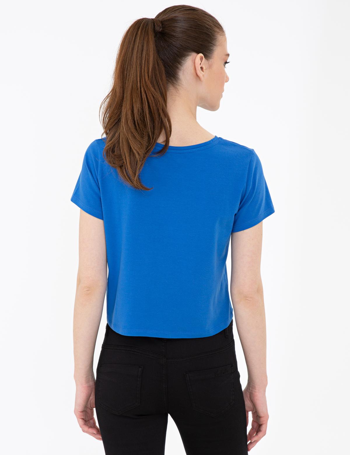 Saks Crop Top Tişört - 50243096013