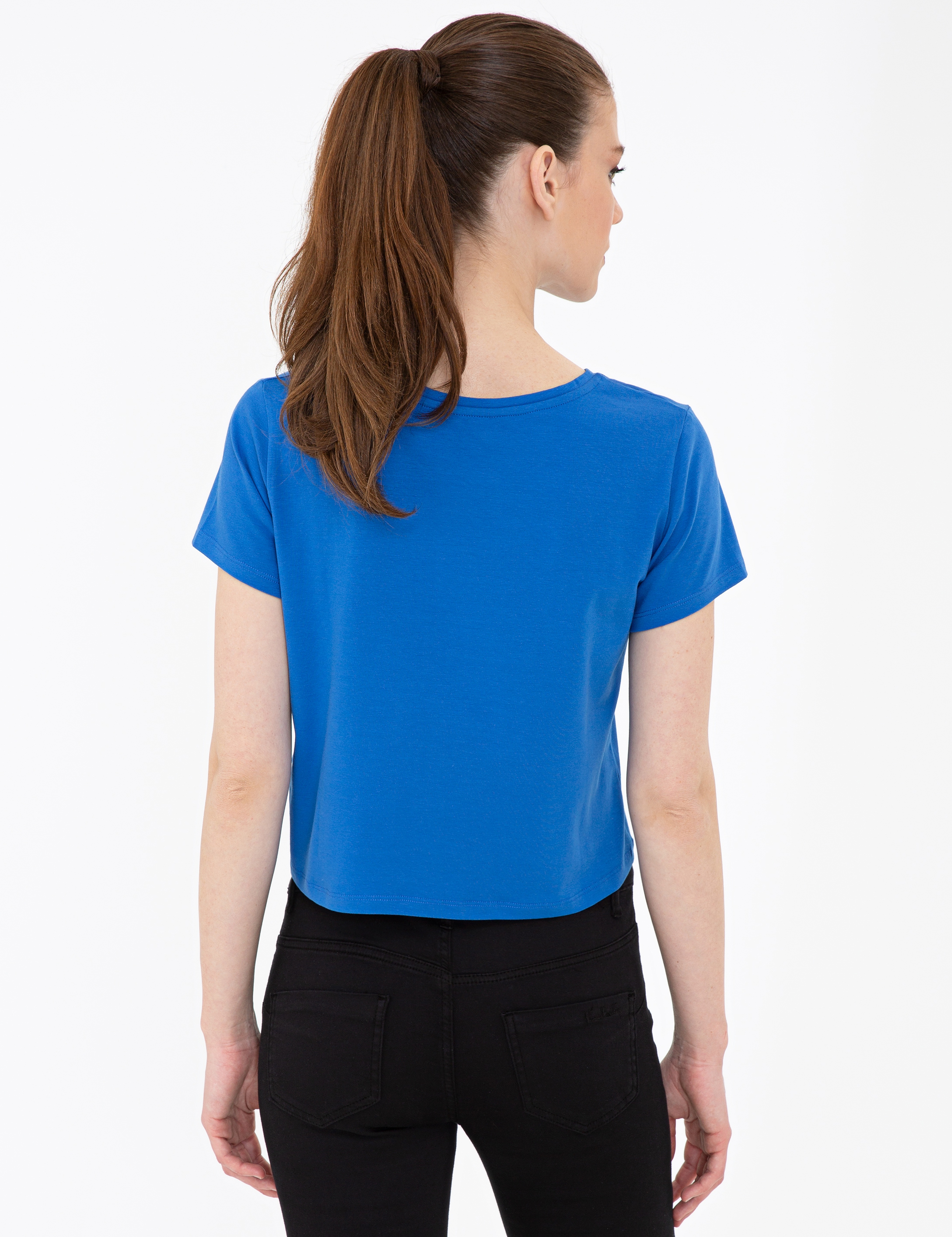 Saks Crop Top Tişört - Image 4