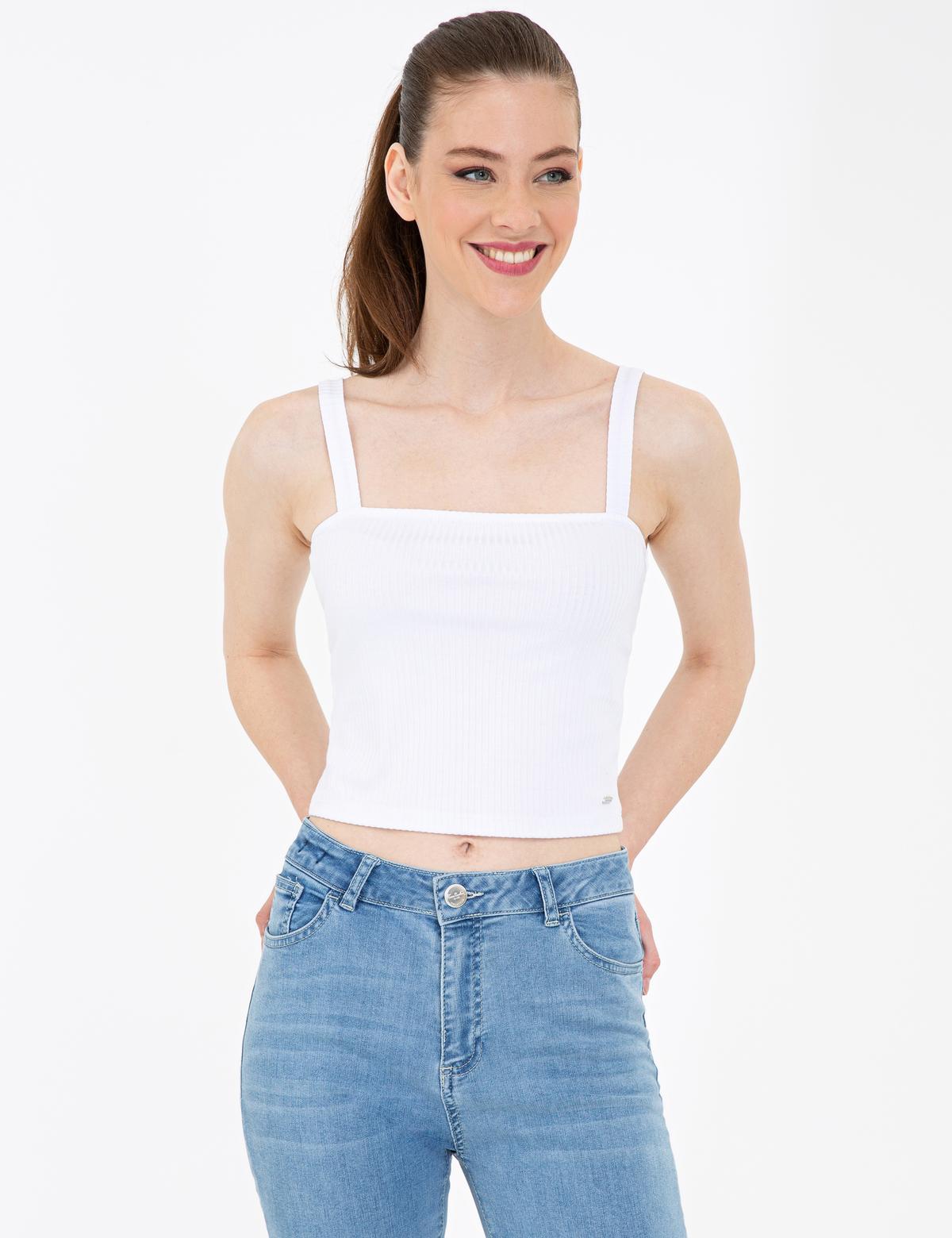 Beyaz Ekstra Slim Fit Triko Bluz