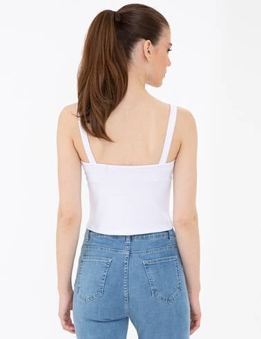 Beyaz Ekstra Slim Fit Triko Bluz