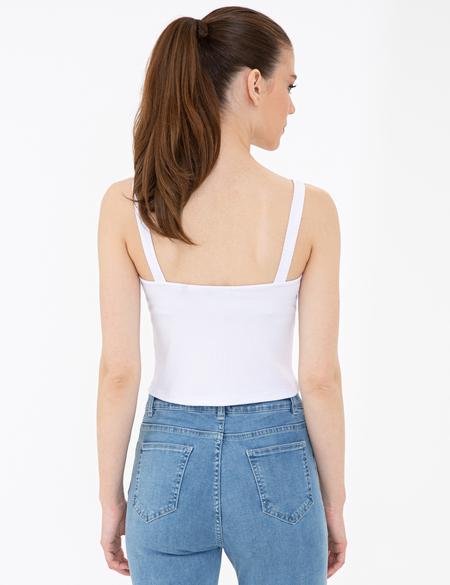 Beyaz Ekstra Slim Fit Triko Bluz - 50243108018