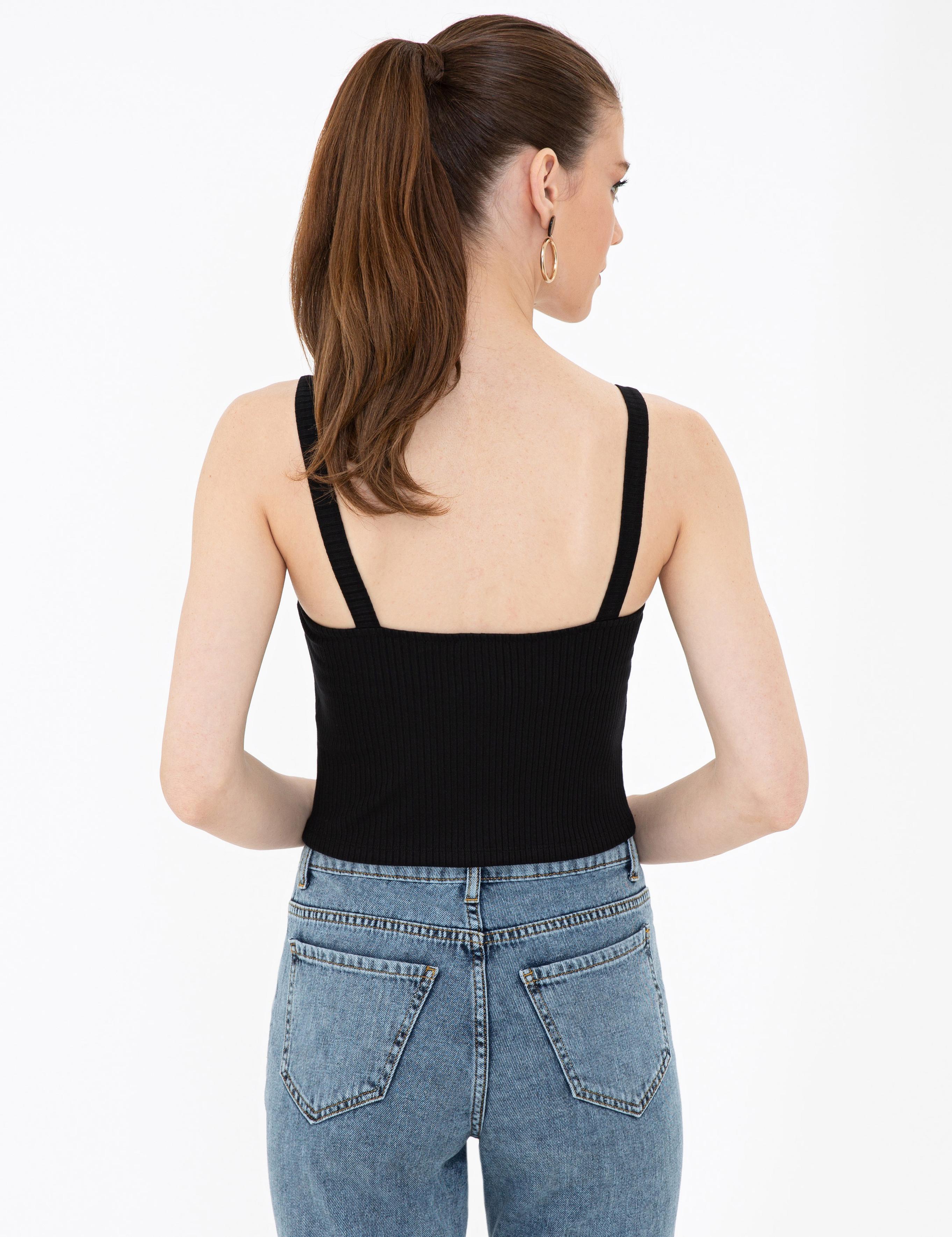 Siyah Ekstra Slim Fit Triko Bluz