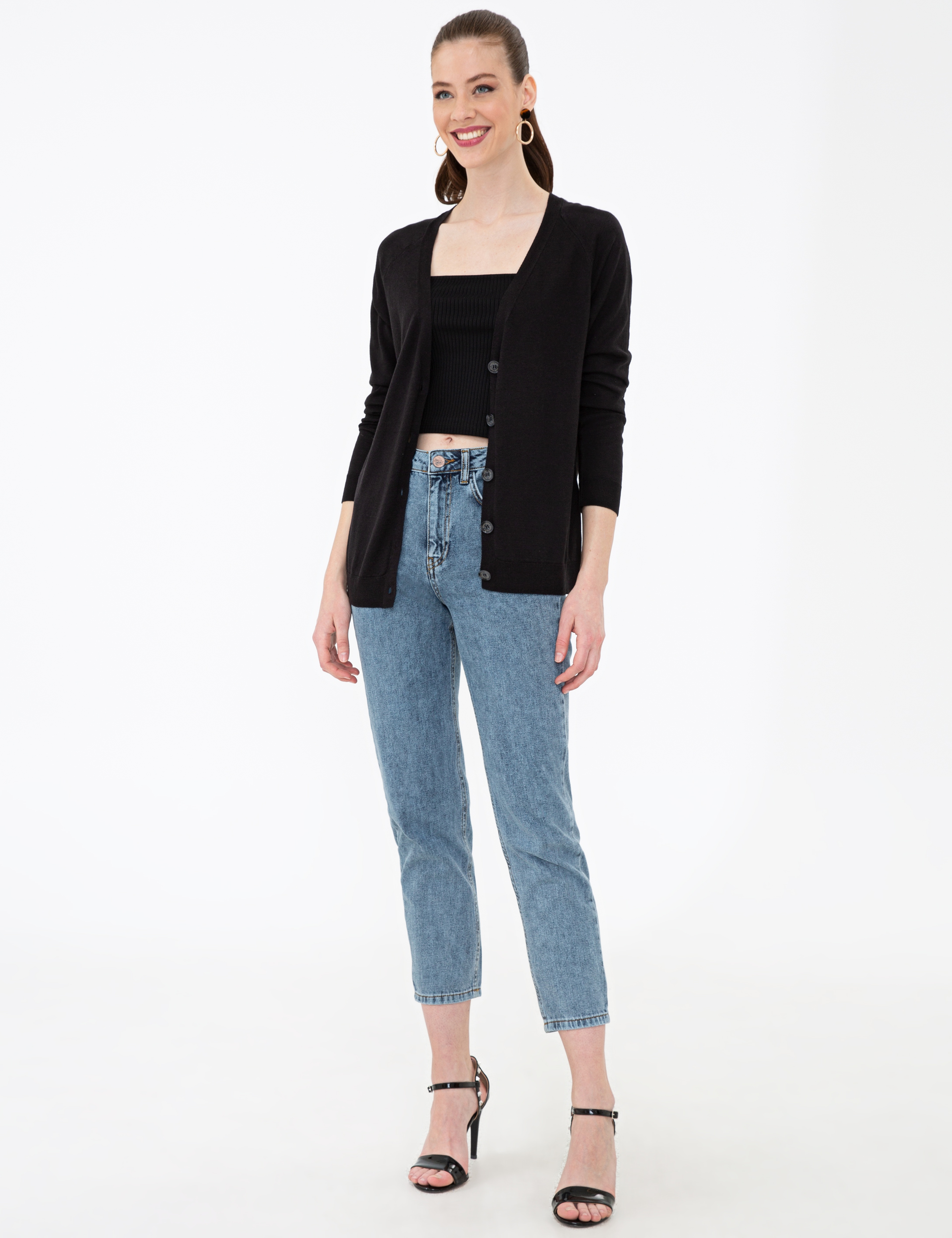 Siyah Ekstra Slim Fit Triko Bluz