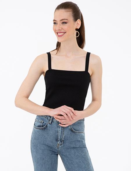 Siyah Ekstra Slim Fit Triko Bluz - 50243108026