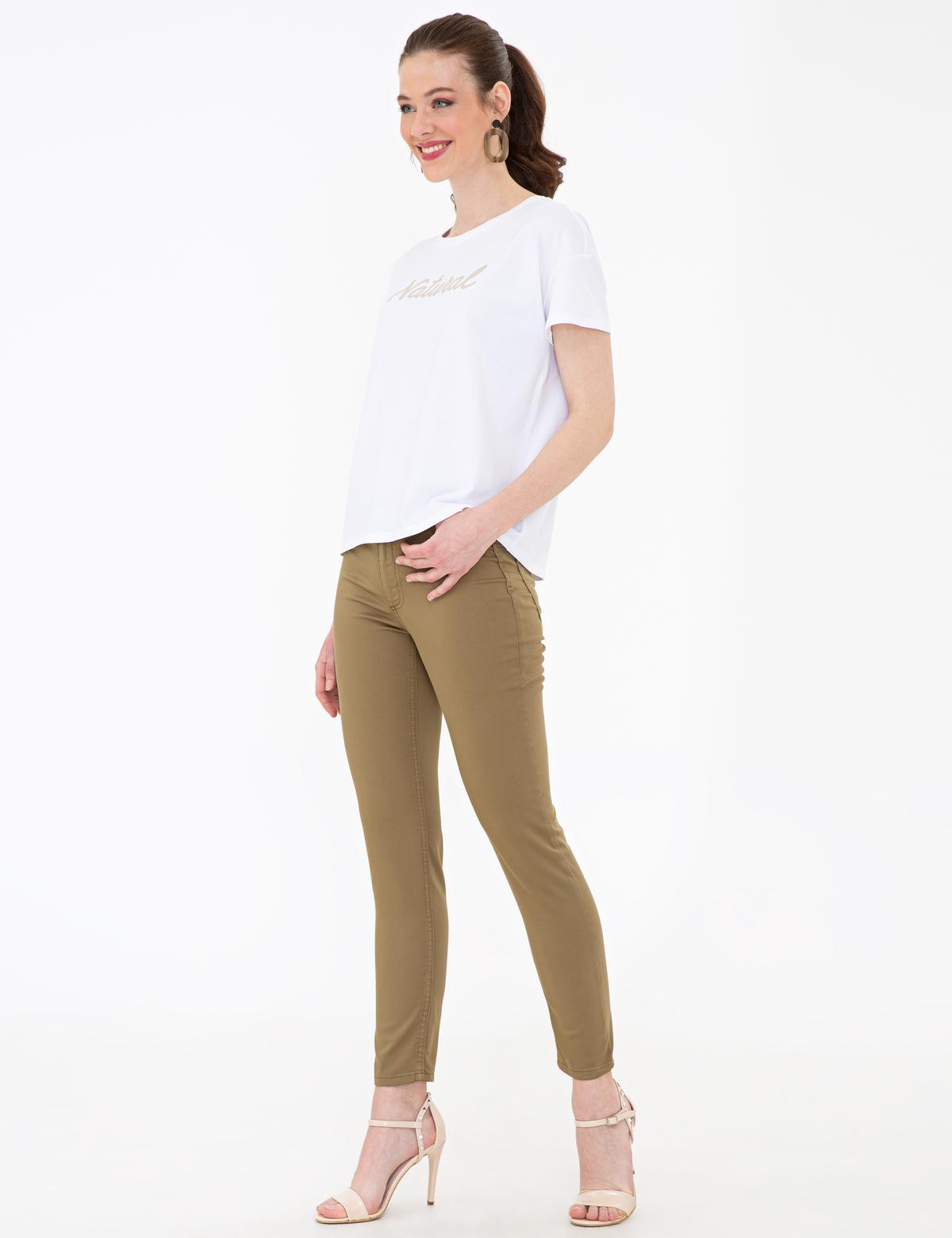 Haki Skinny Fit Kanvas Pantolon - 50243296024