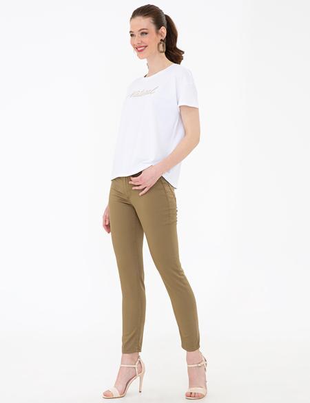 Haki Skinny Fit Kanvas Pantolon - 50243296024