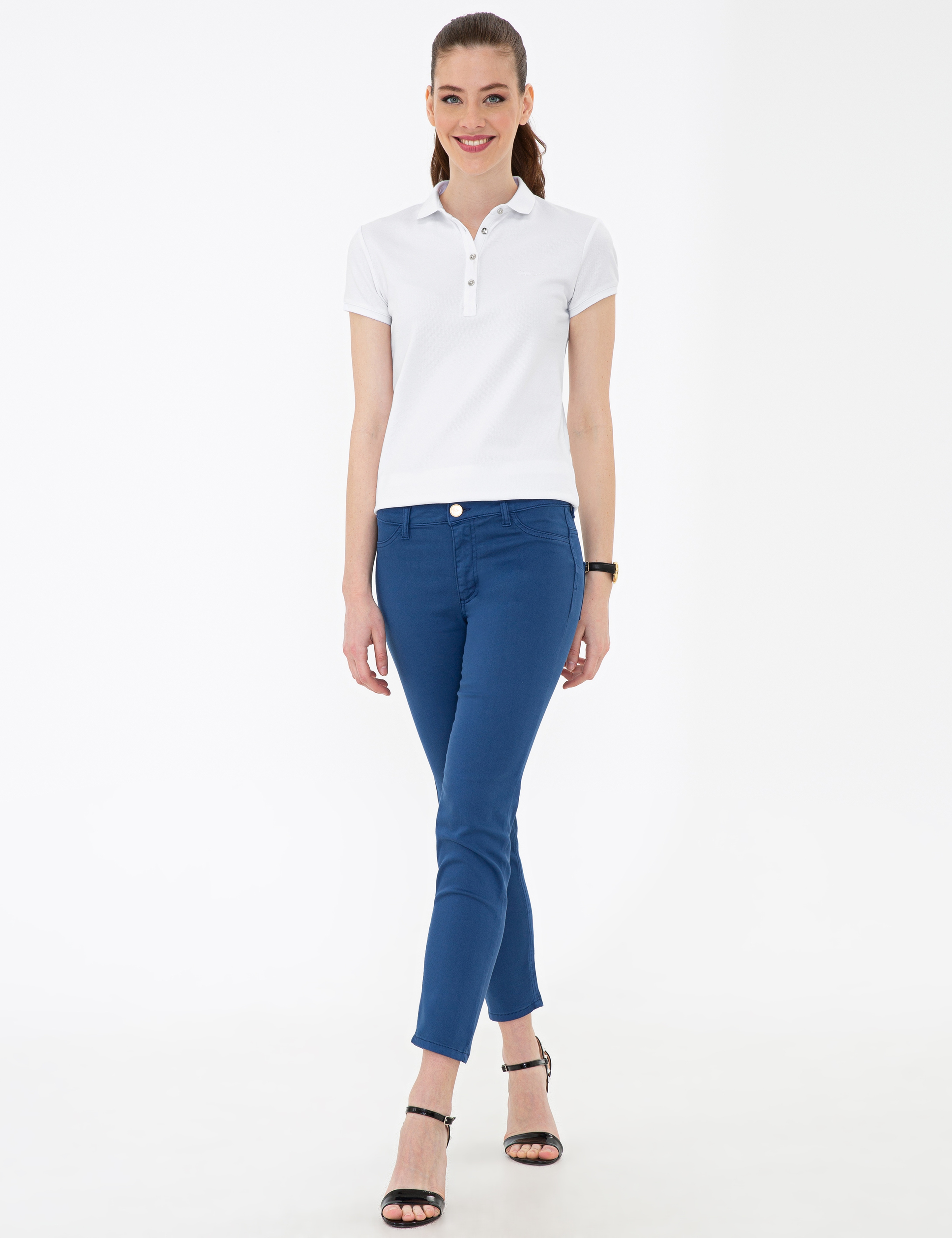 Lacivert Skinny Fit Kanvas Pantolon - Image 1
