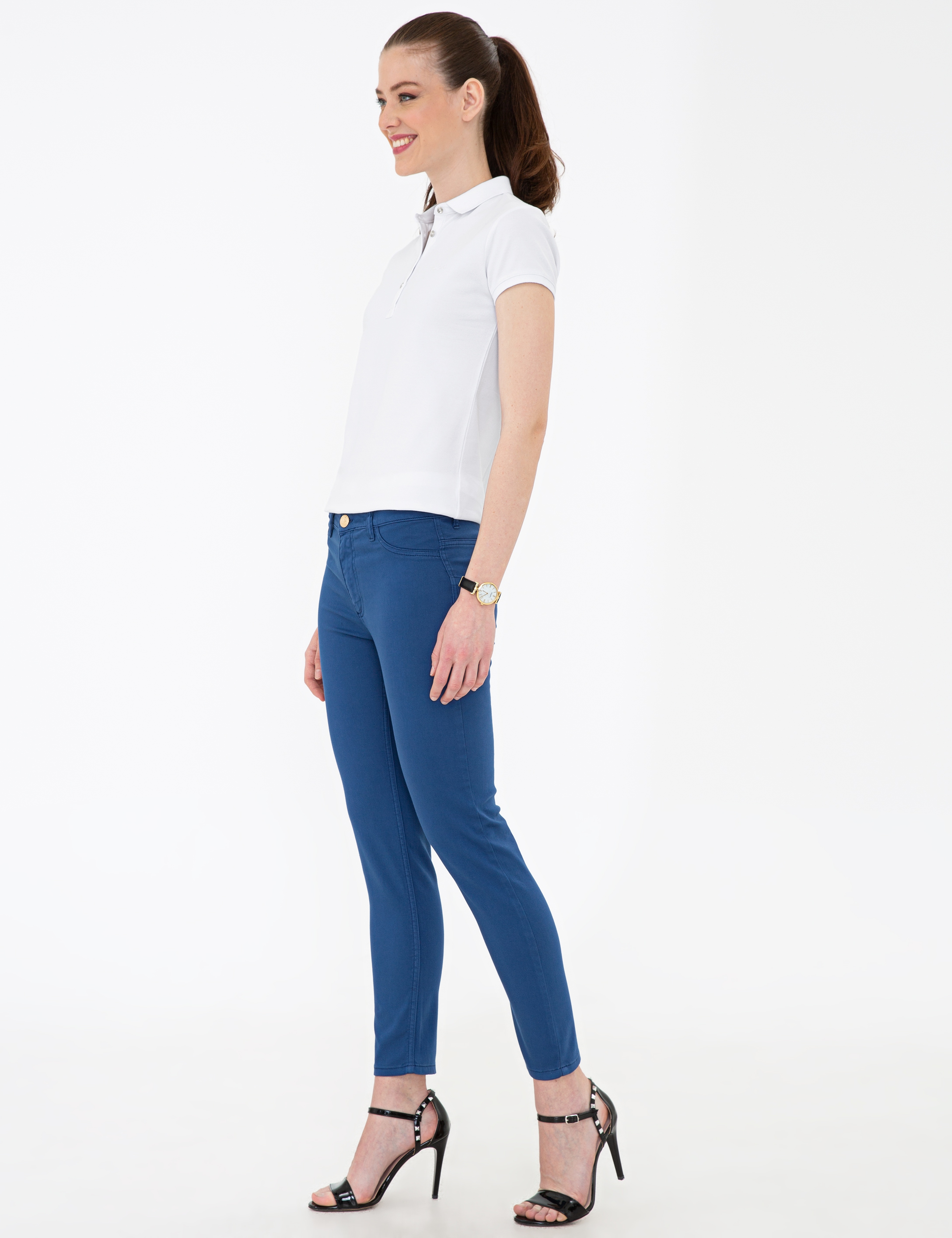 Lacivert Skinny Fit Kanvas Pantolon - Image 2