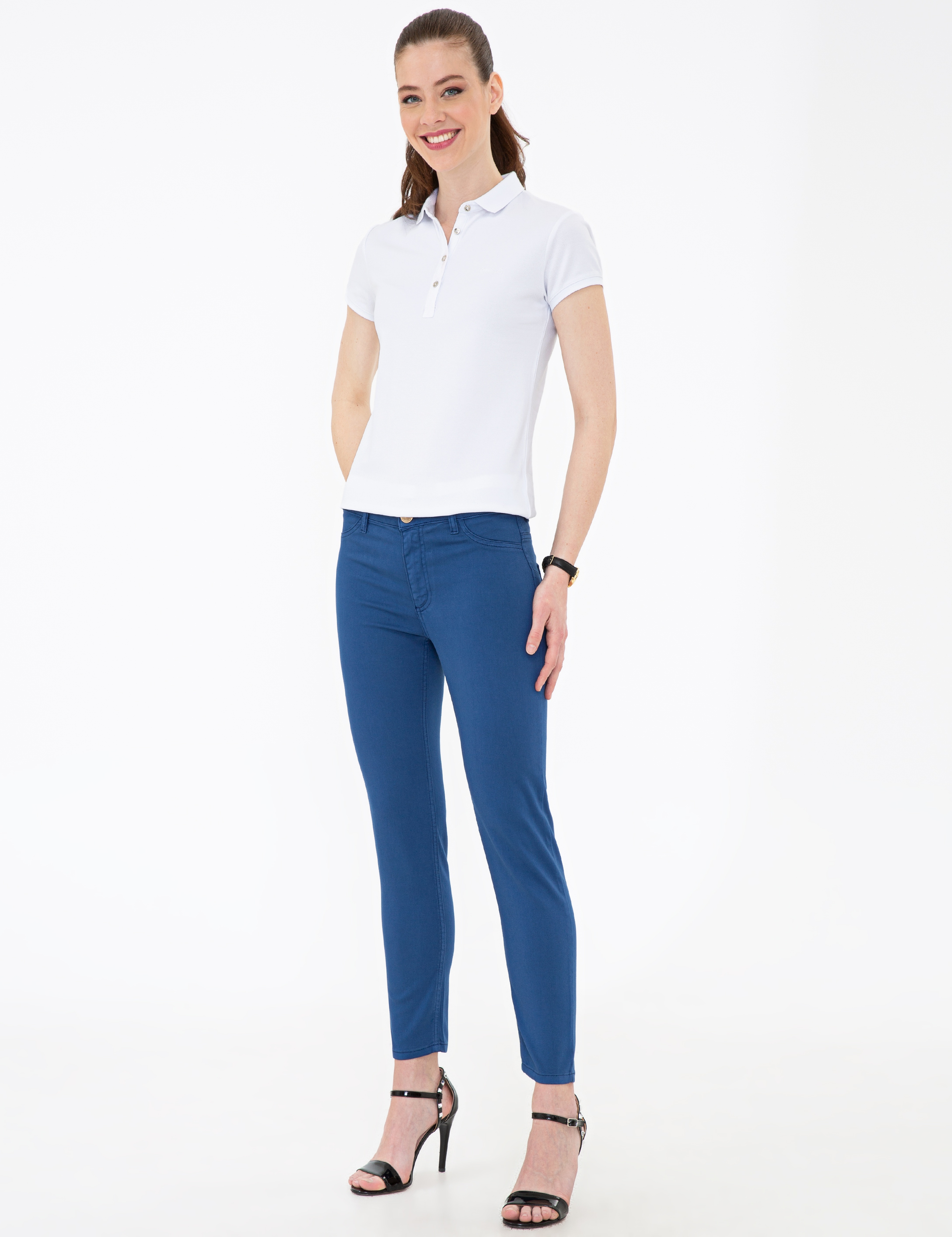 Lacivert Skinny Fit Kanvas Pantolon - Image 3