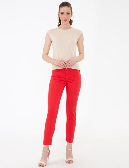 Nar Çiçeği Skinny Fit Kanvas Pantolon - 50243296042