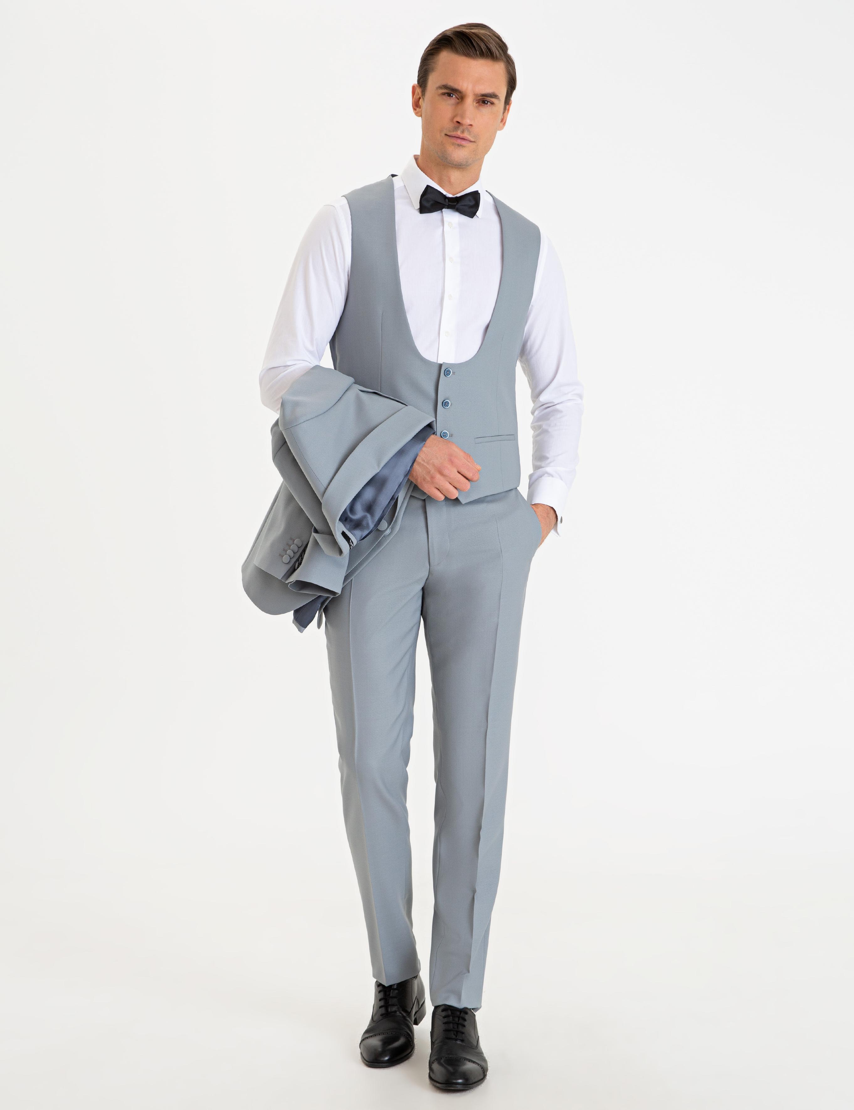 Gri Yelekli Damatlık Smokin