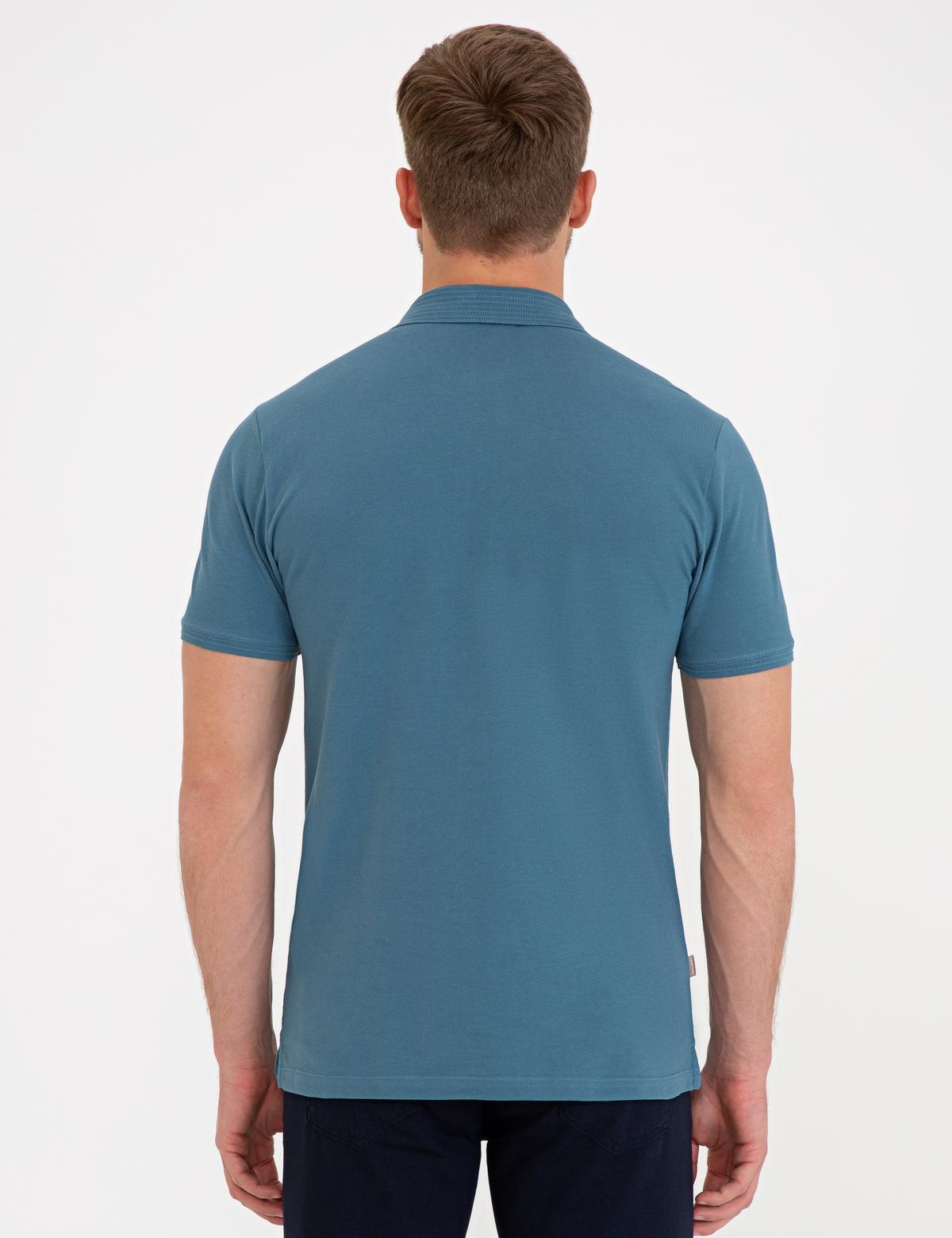 Koyu Mint Slim Fit Polo Yaka Basic Tişört - 50232382228