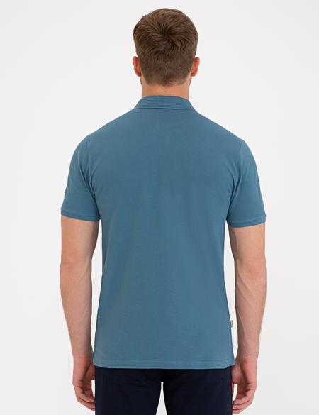Koyu Mint Slim Fit Polo Yaka Basic Tişört - 50232382228